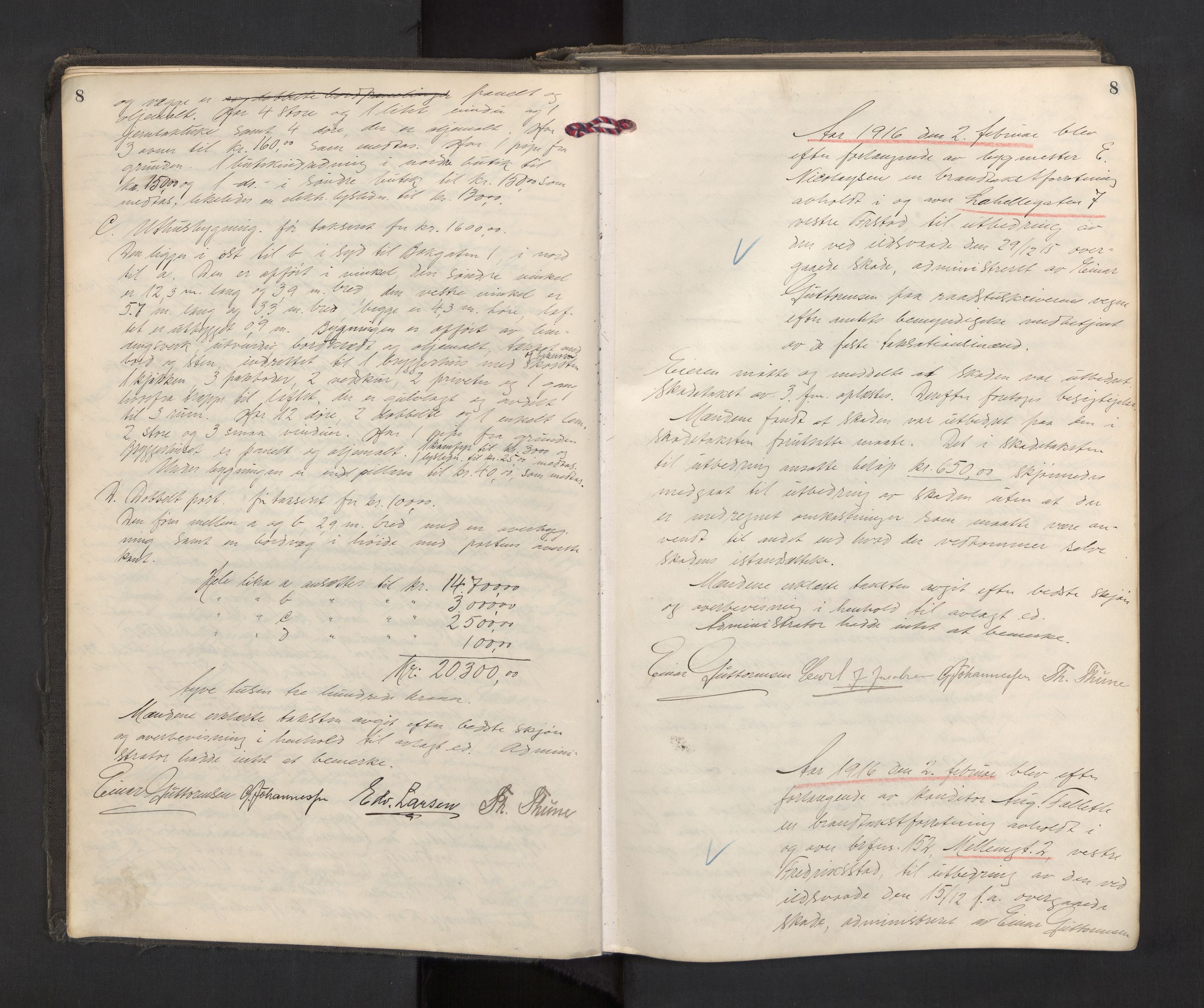 Norges brannkasse, branntakster Fredrikstad, AV/SAO-A-11354/F/Fa/L0021: Branntakstprotokoll, 1915-1918, s. 8