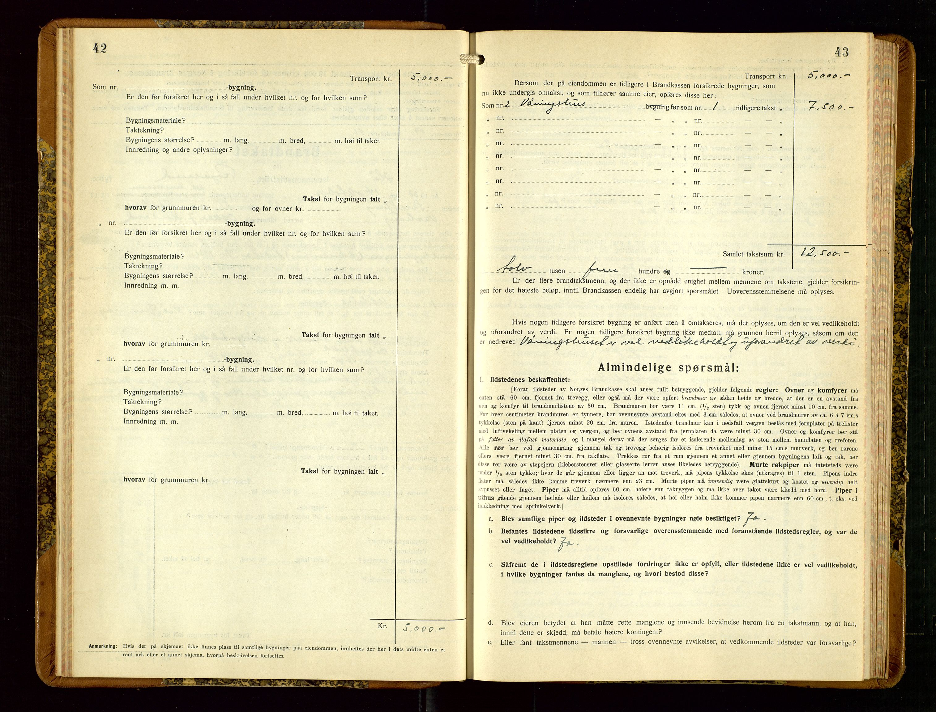 Hå lensmannskontor, AV/SAST-A-100456/Goa/L0006: Takstprotokoll (skjema), 1932-1938, s. 42-43