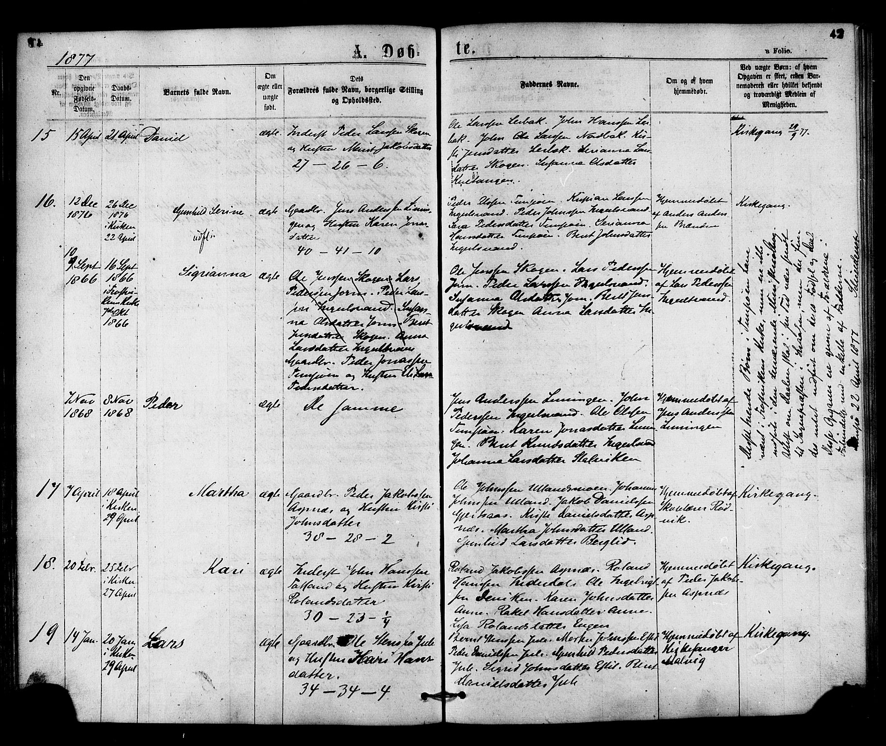 Ministerialprotokoller, klokkerbøker og fødselsregistre - Nord-Trøndelag, AV/SAT-A-1458/755/L0493: Ministerialbok nr. 755A02, 1865-1881, s. 42