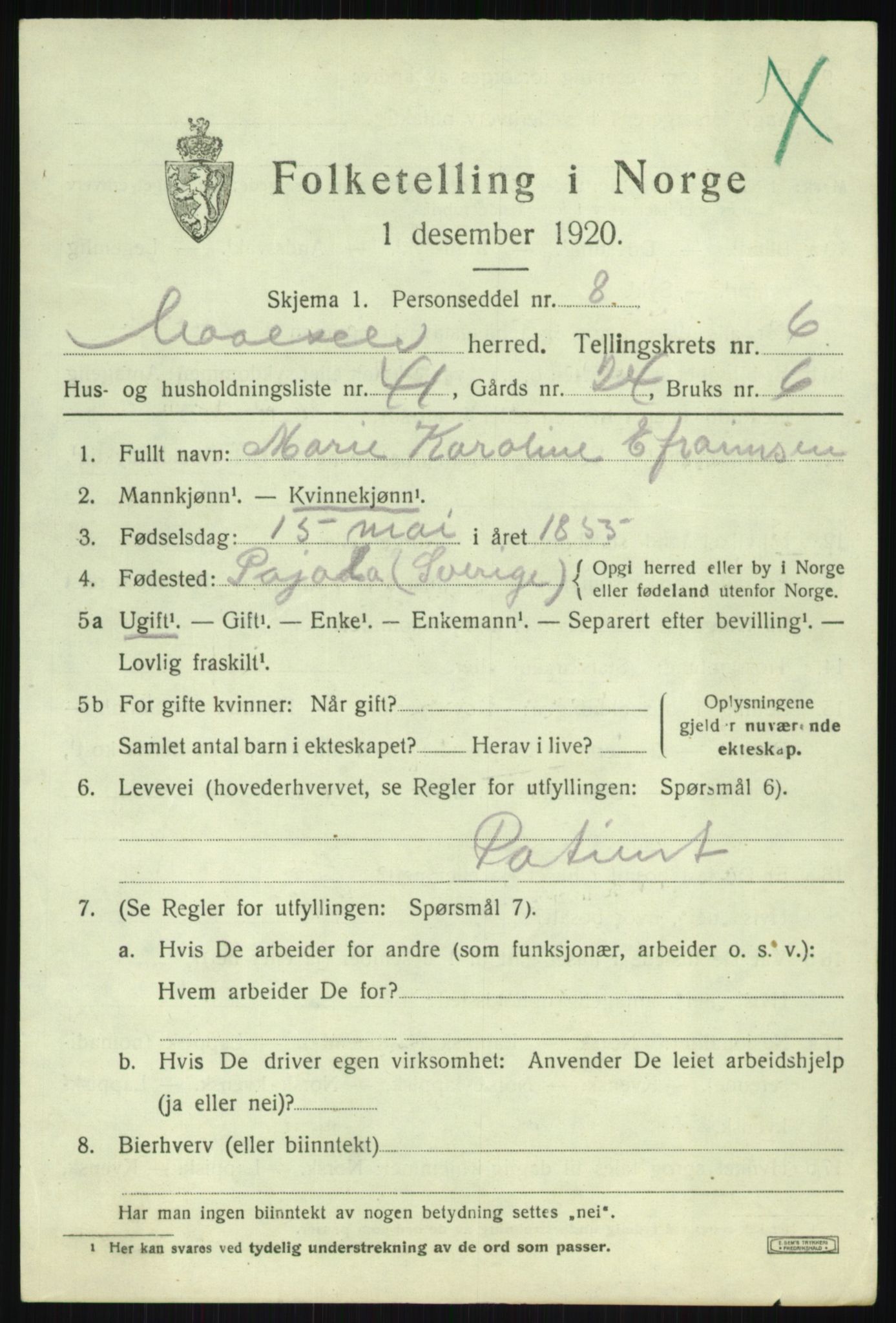 SATØ, Folketelling 1920 for 1924 Målselv herred, 1920, s. 4163