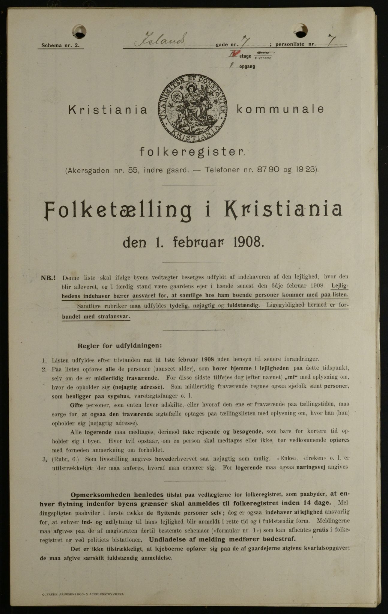 OBA, Kommunal folketelling 1.2.1908 for Kristiania kjøpstad, 1908, s. 39986