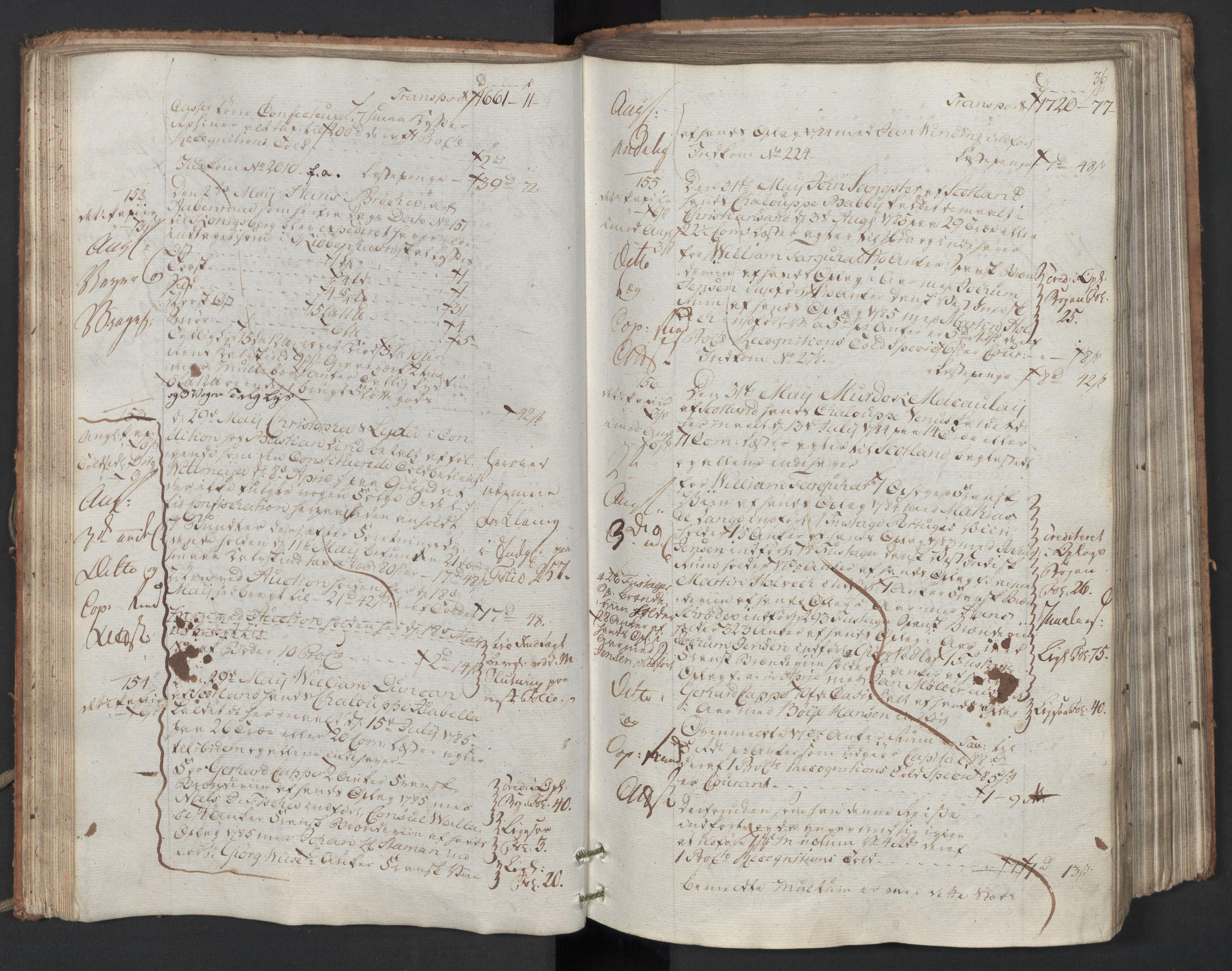 Generaltollkammeret, tollregnskaper, AV/RA-EA-5490/R26/L0223/0001: Tollregnskaper Bergen A / Utgående hovedtollbok, 1786, s. 35b-36a