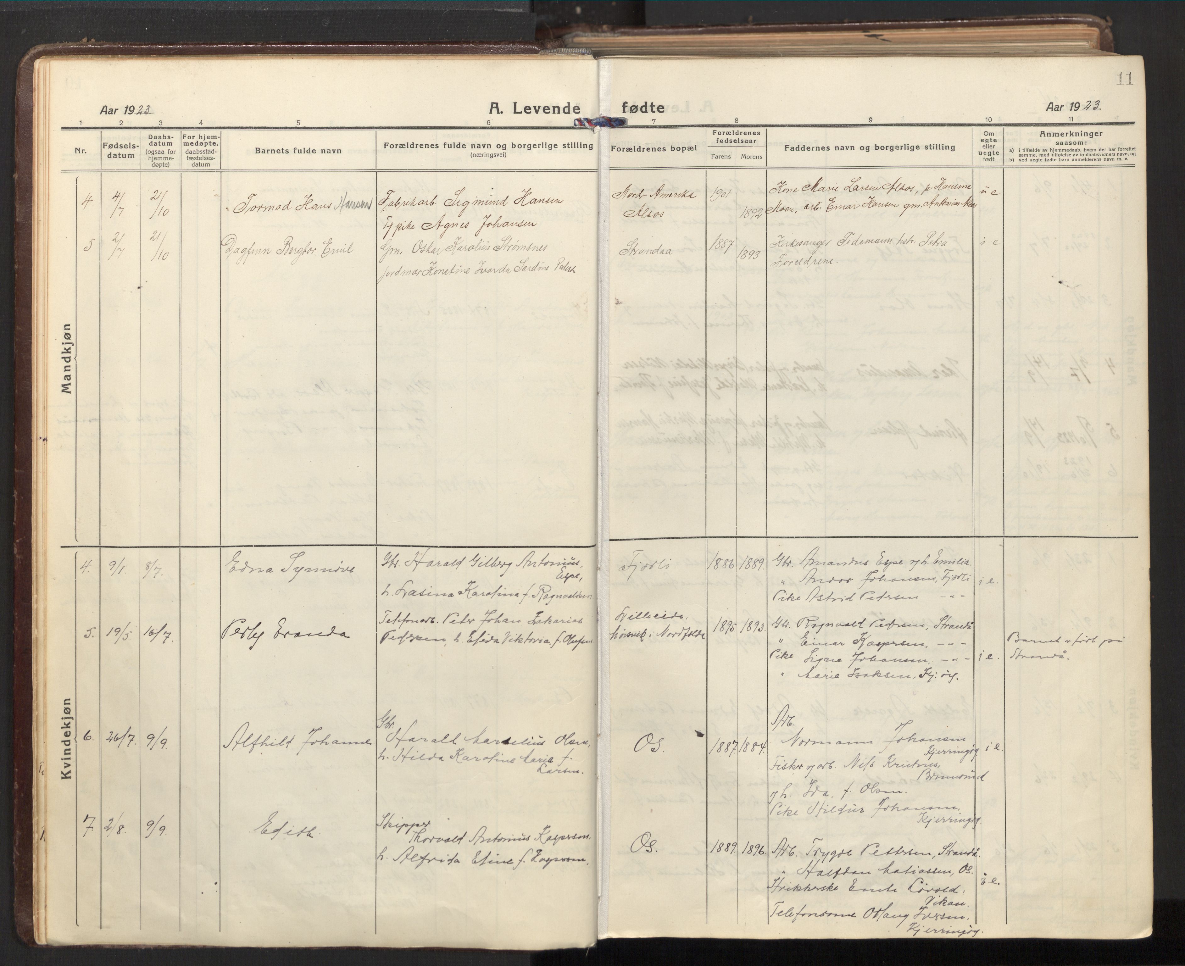 Ministerialprotokoller, klokkerbøker og fødselsregistre - Nordland, AV/SAT-A-1459/803/L0073: Ministerialbok nr. 803A03, 1920-1955, s. 11
