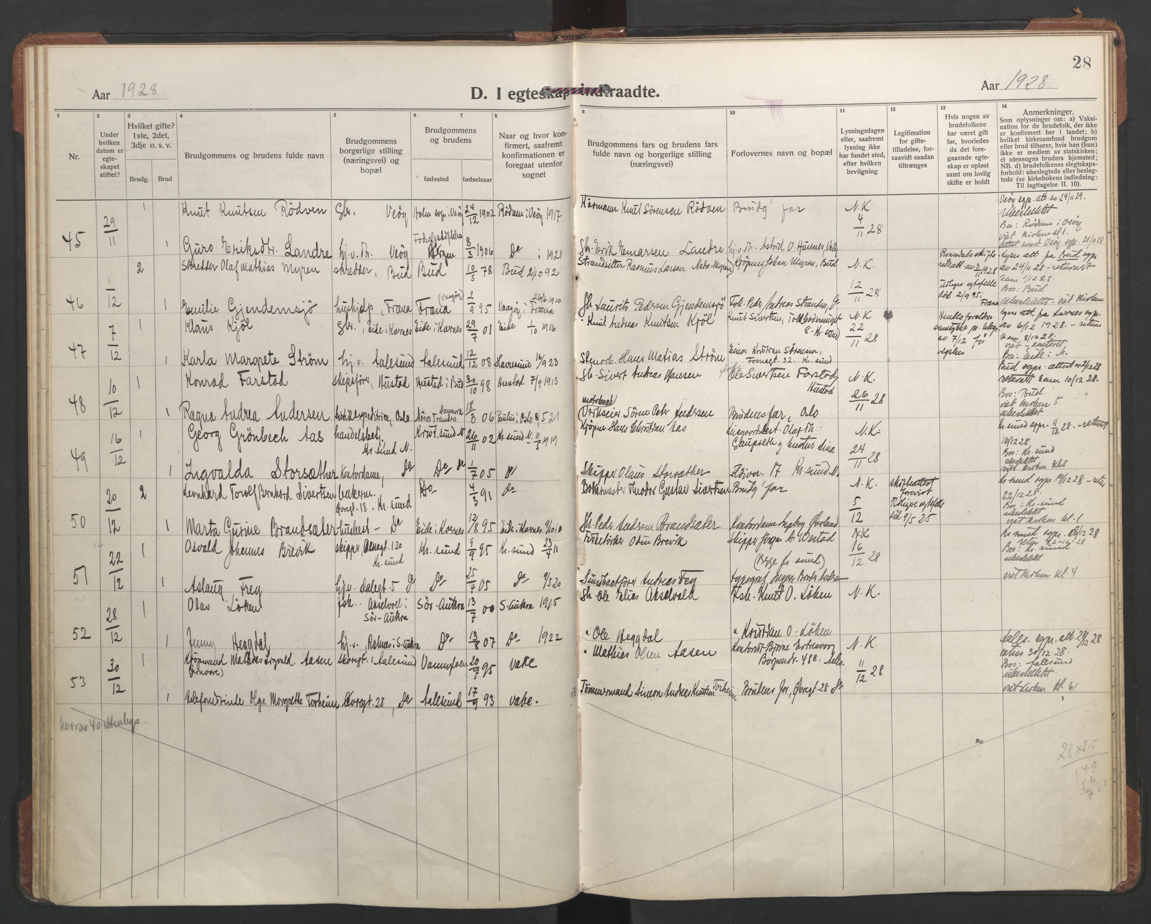 Ministerialprotokoller, klokkerbøker og fødselsregistre - Møre og Romsdal, AV/SAT-A-1454/558/L0698: Ministerialbok nr. 558A12, 1922-1937, s. 28