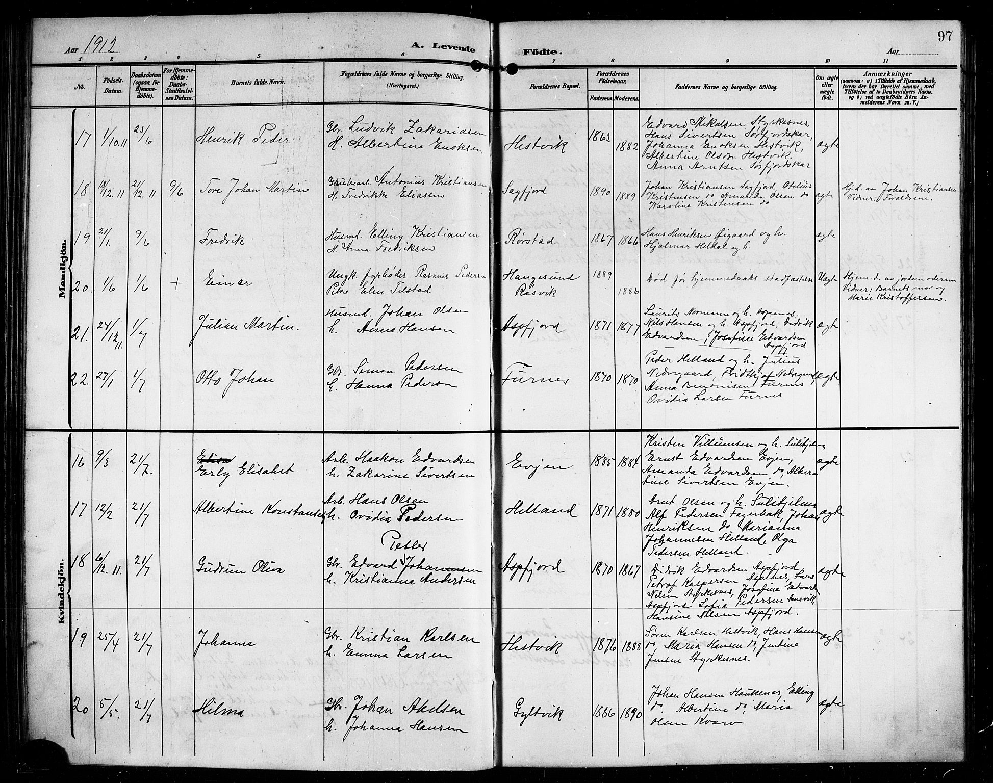 Ministerialprotokoller, klokkerbøker og fødselsregistre - Nordland, AV/SAT-A-1459/854/L0786: Klokkerbok nr. 854C02, 1901-1912, s. 97