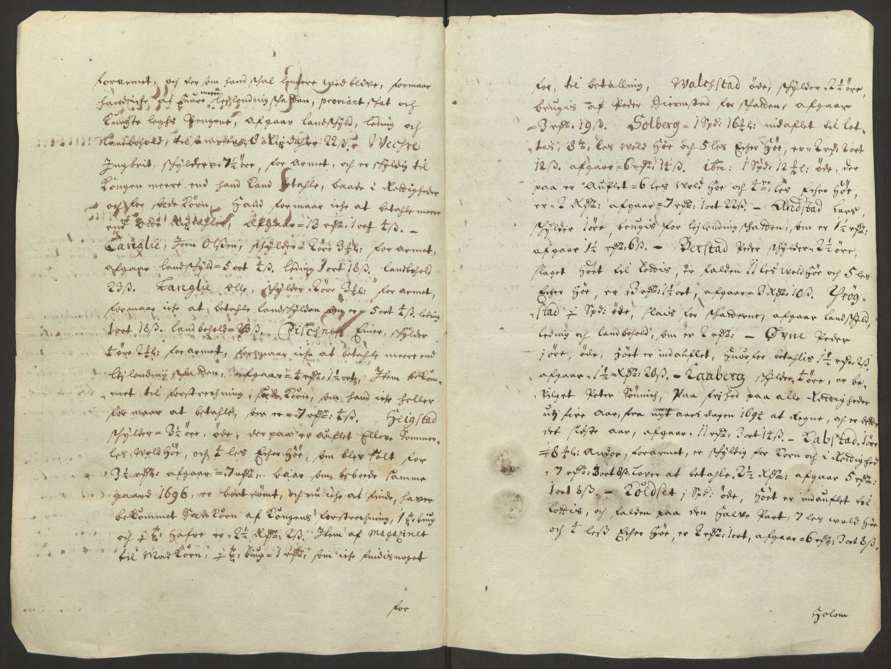 Rentekammeret inntil 1814, Reviderte regnskaper, Fogderegnskap, AV/RA-EA-4092/R63/L4309: Fogderegnskap Inderøy, 1695-1697, s. 550