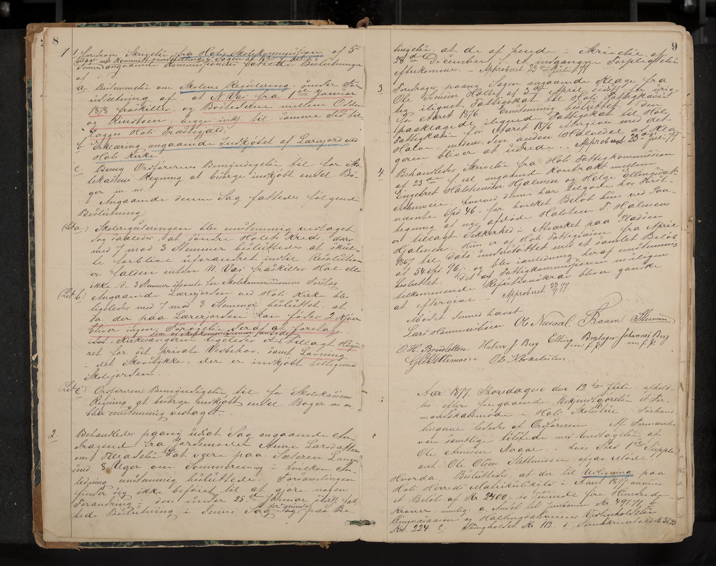 Hol formannskap og sentraladministrasjon, IKAK/0620021-1/A/L0001: Møtebok, 1877-1893, s. 8-9