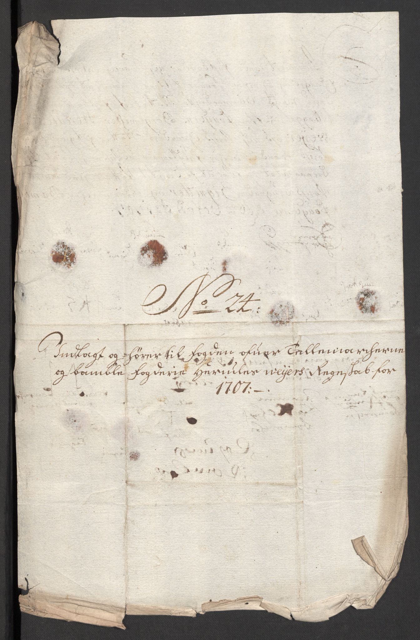 Rentekammeret inntil 1814, Reviderte regnskaper, Fogderegnskap, AV/RA-EA-4092/R36/L2117: Fogderegnskap Øvre og Nedre Telemark og Bamble, 1707, s. 510