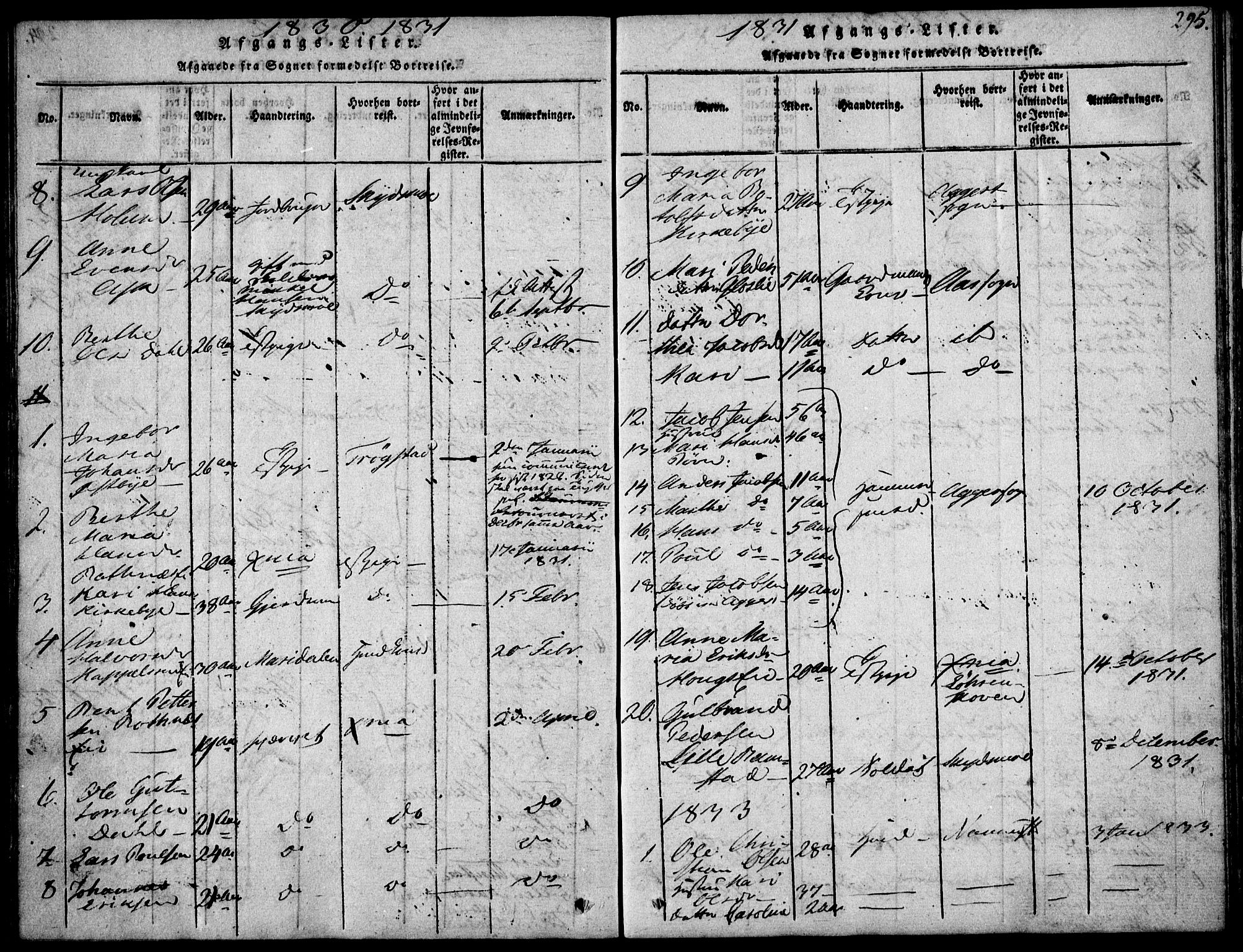 Nittedal prestekontor Kirkebøker, SAO/A-10365a/F/Fa/L0003: Ministerialbok nr. I 3, 1814-1836, s. 295