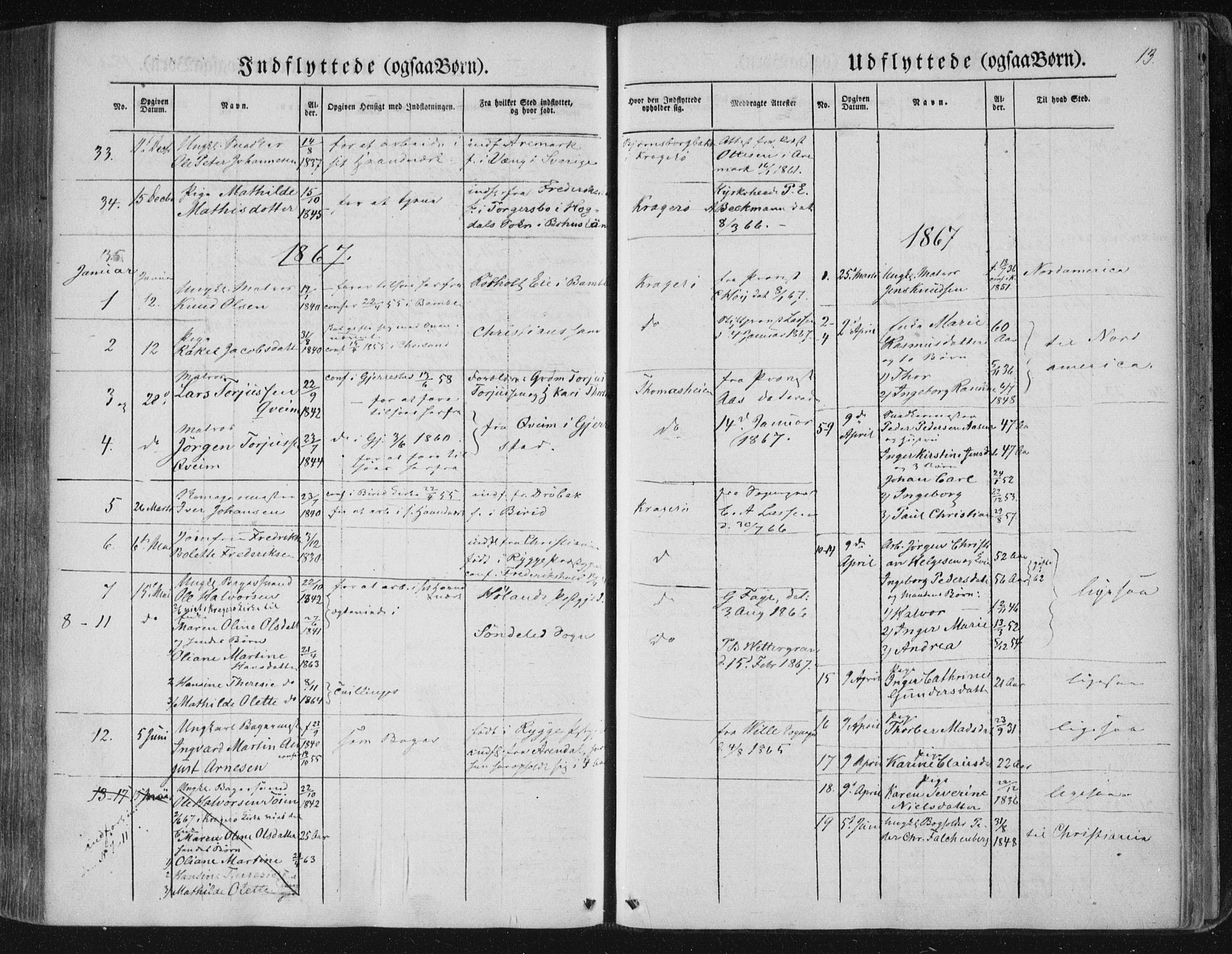Kragerø kirkebøker, AV/SAKO-A-278/F/Fa/L0006: Ministerialbok nr. 6, 1847-1861, s. 13