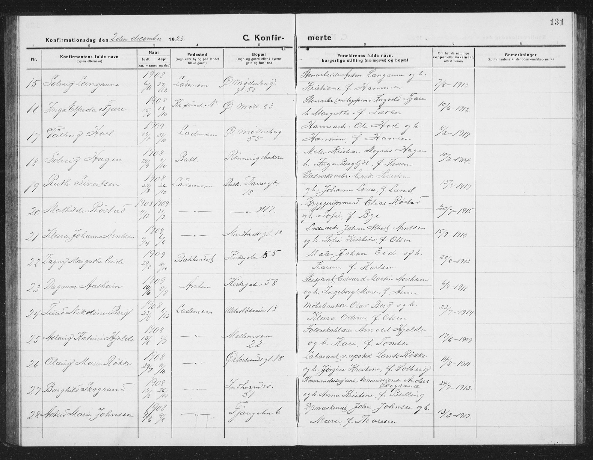 Ministerialprotokoller, klokkerbøker og fødselsregistre - Sør-Trøndelag, SAT/A-1456/605/L0258: Klokkerbok nr. 605C05, 1918-1930, s. 131