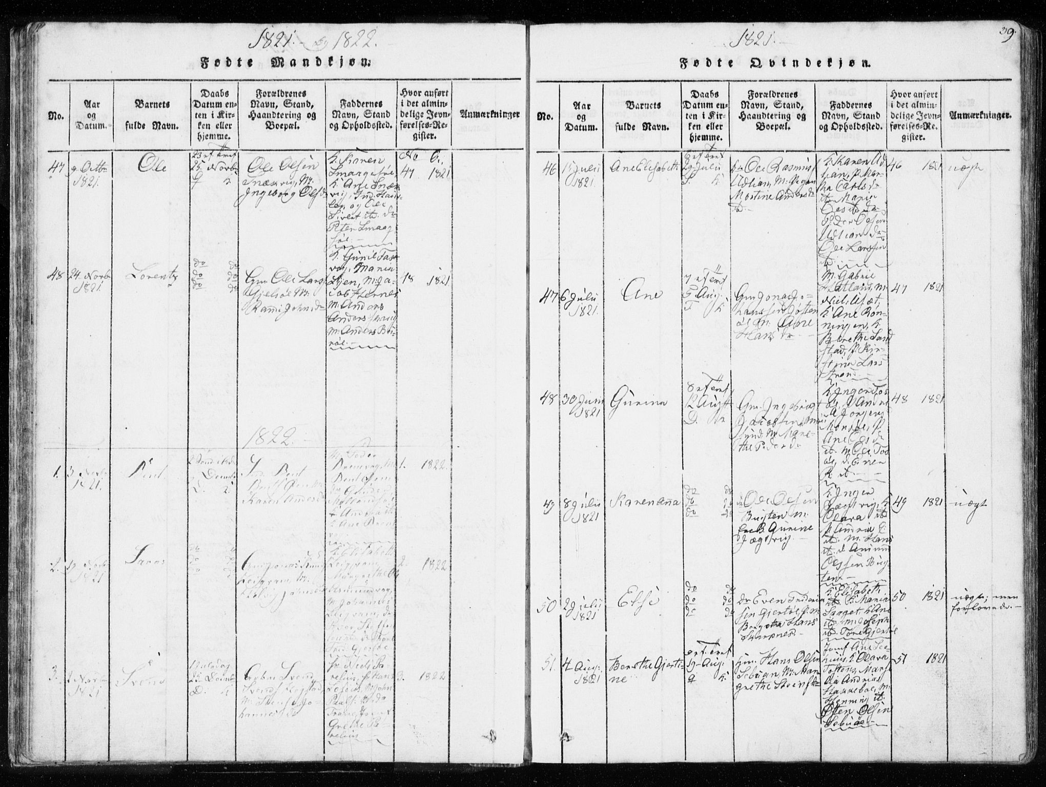 Ministerialprotokoller, klokkerbøker og fødselsregistre - Sør-Trøndelag, SAT/A-1456/634/L0527: Ministerialbok nr. 634A03, 1818-1826, s. 39