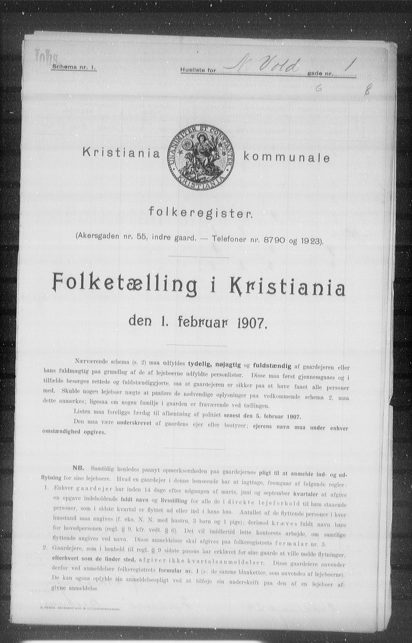 OBA, Kommunal folketelling 1.2.1907 for Kristiania kjøpstad, 1907, s. 35557