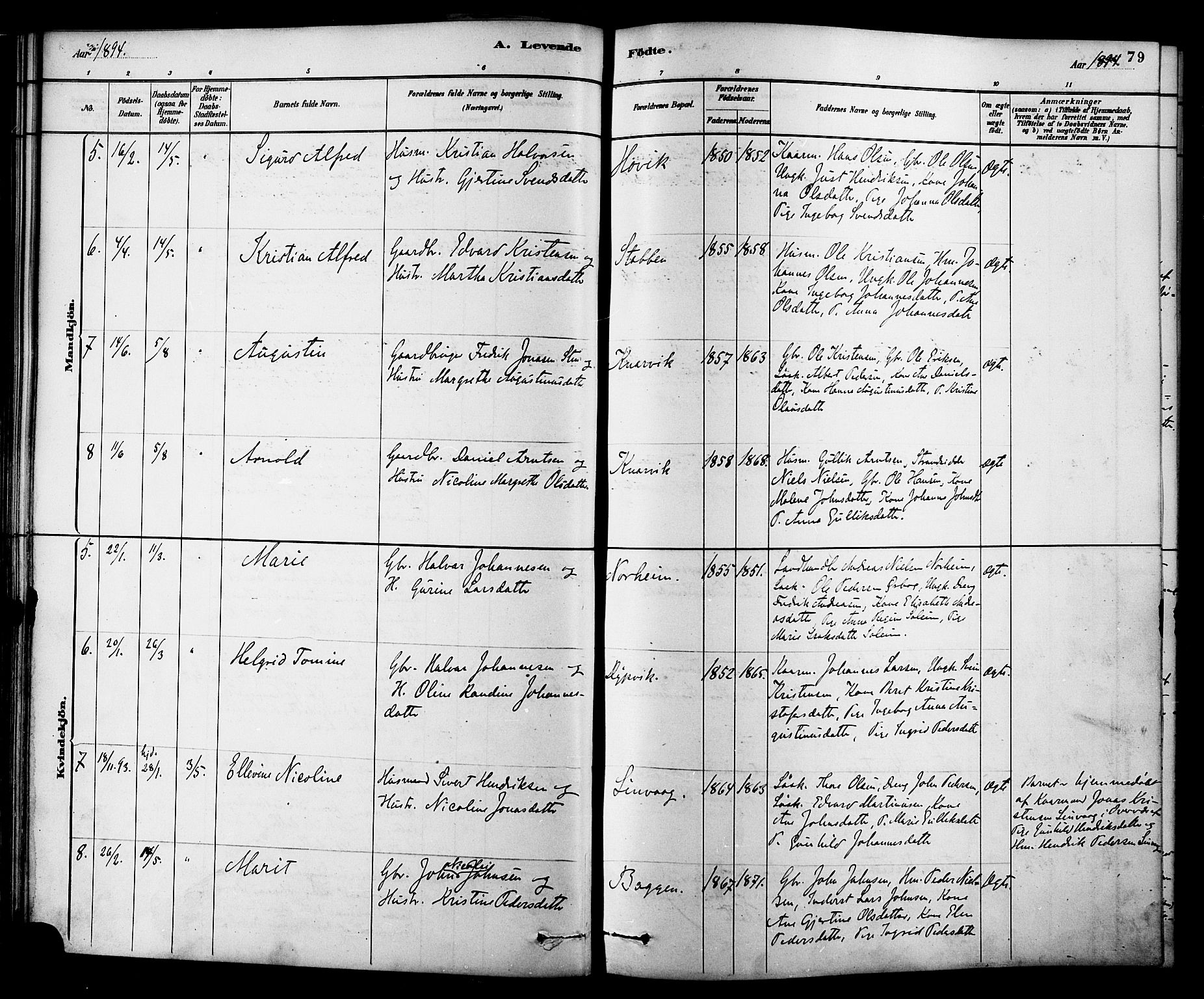 Ministerialprotokoller, klokkerbøker og fødselsregistre - Møre og Romsdal, AV/SAT-A-1454/577/L0896: Ministerialbok nr. 577A03, 1880-1898, s. 79