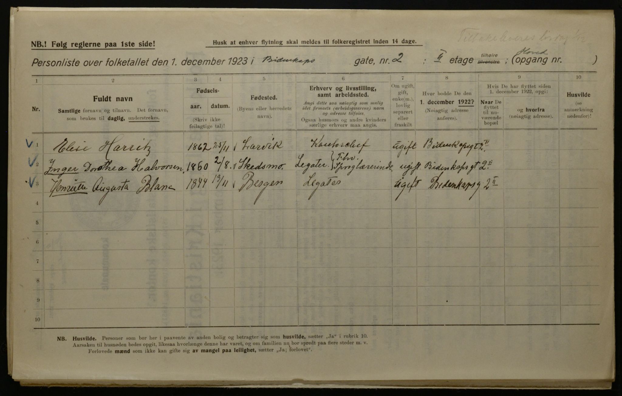 OBA, Kommunal folketelling 1.12.1923 for Kristiania, 1923, s. 5764