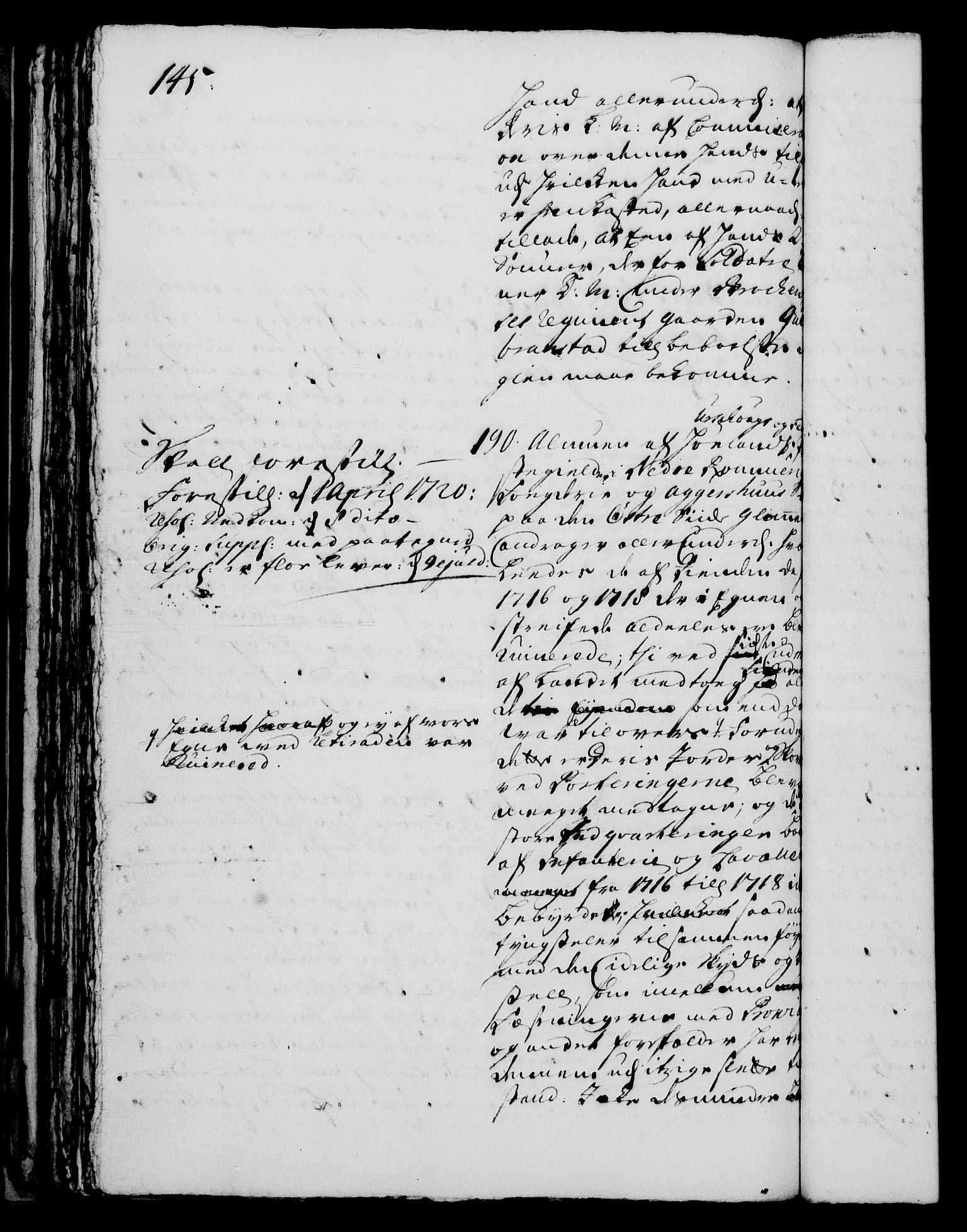 Rentekammeret, Kammerkanselliet, AV/RA-EA-3111/G/Gh/Gha/L0001: Norsk ekstraktmemorialprotokoll, sak. 1-375 (merket RK 53.46), 1720, s. 145