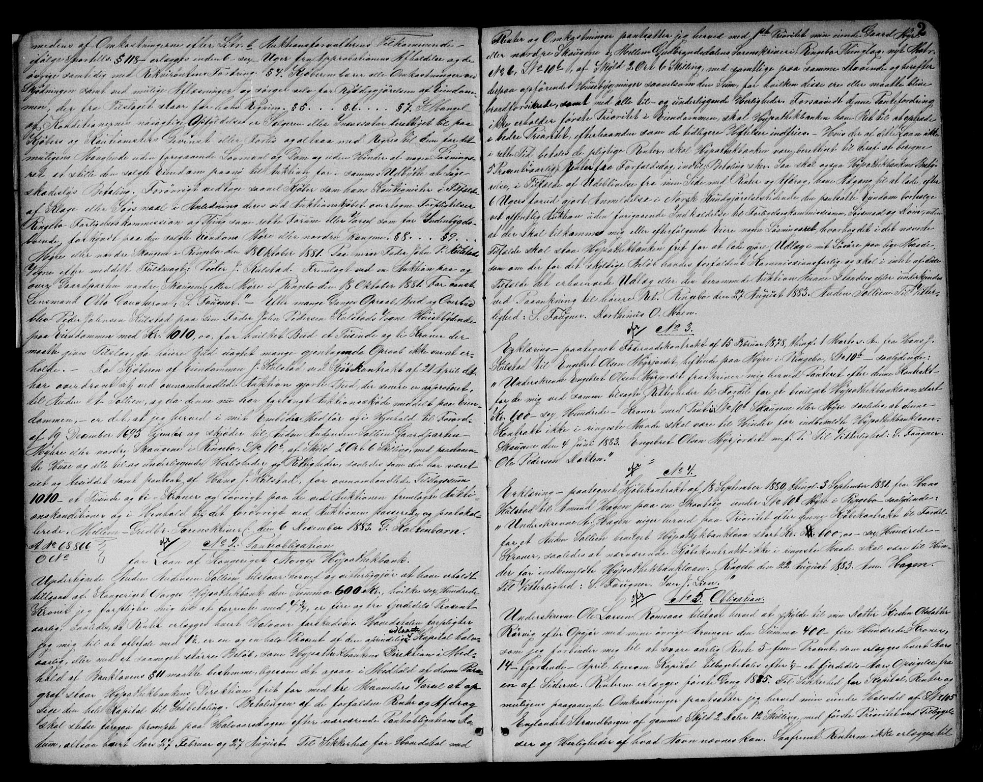 Mellom-Gudbrandsdal sorenskriveri, SAH/TING-038/H/Hb/L0008: Pantebok nr. 8, 1883-1888, s. 2