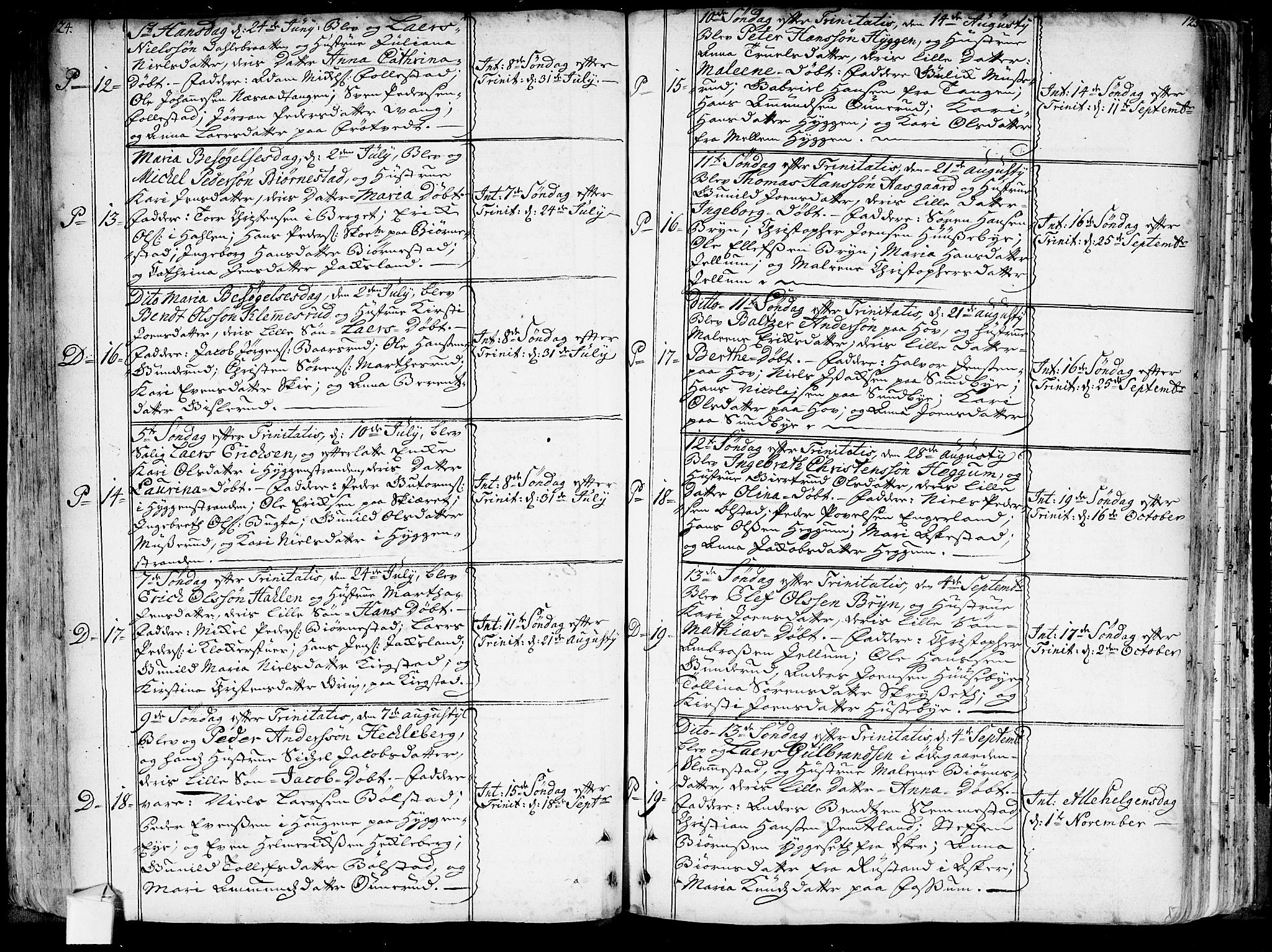 Røyken kirkebøker, SAKO/A-241/G/Ga/L0001: Klokkerbok nr. 1, 1740-1768, s. 124-125