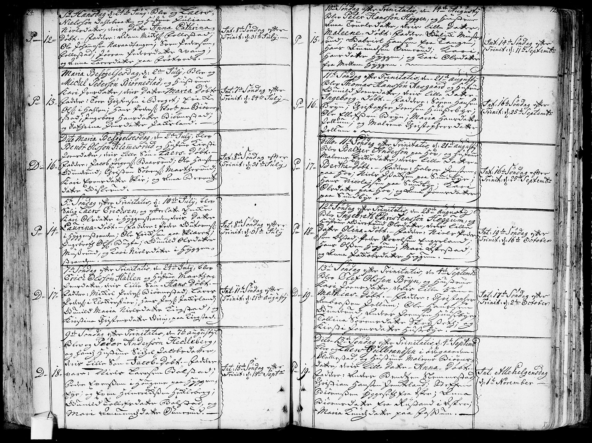 Røyken kirkebøker, AV/SAKO-A-241/G/Ga/L0001: Klokkerbok nr. 1, 1740-1768, s. 124-125