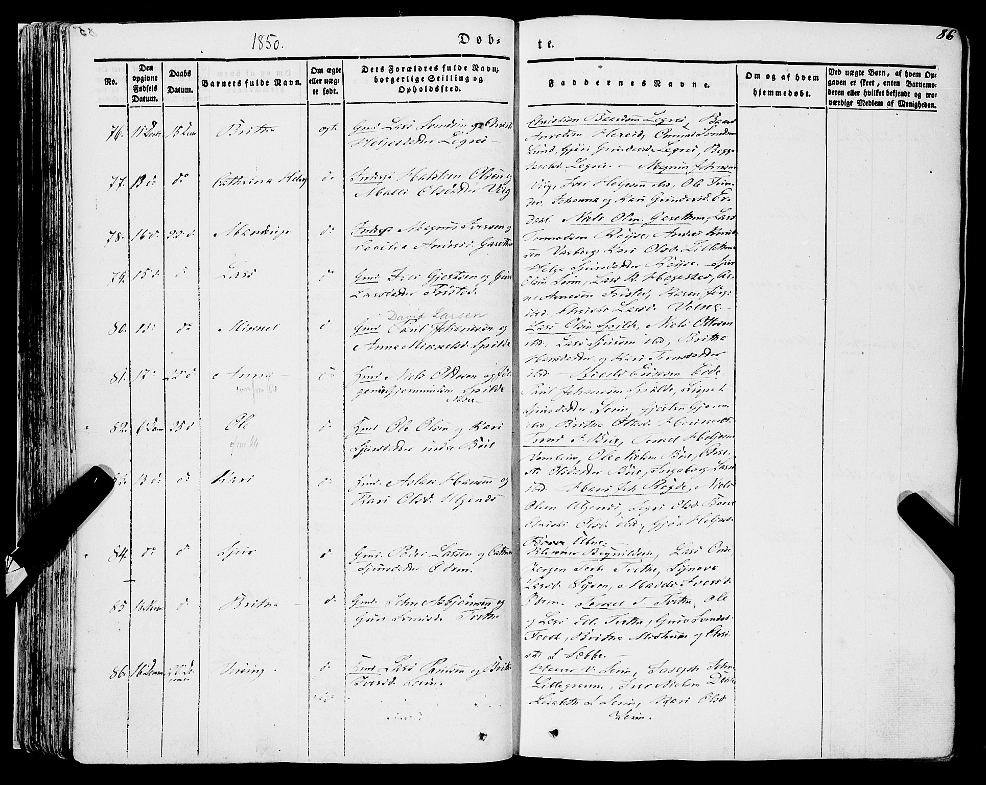 Ulvik sokneprestembete, AV/SAB-A-78801/H/Haa: Ministerialbok nr. A 12, 1839-1853, s. 86