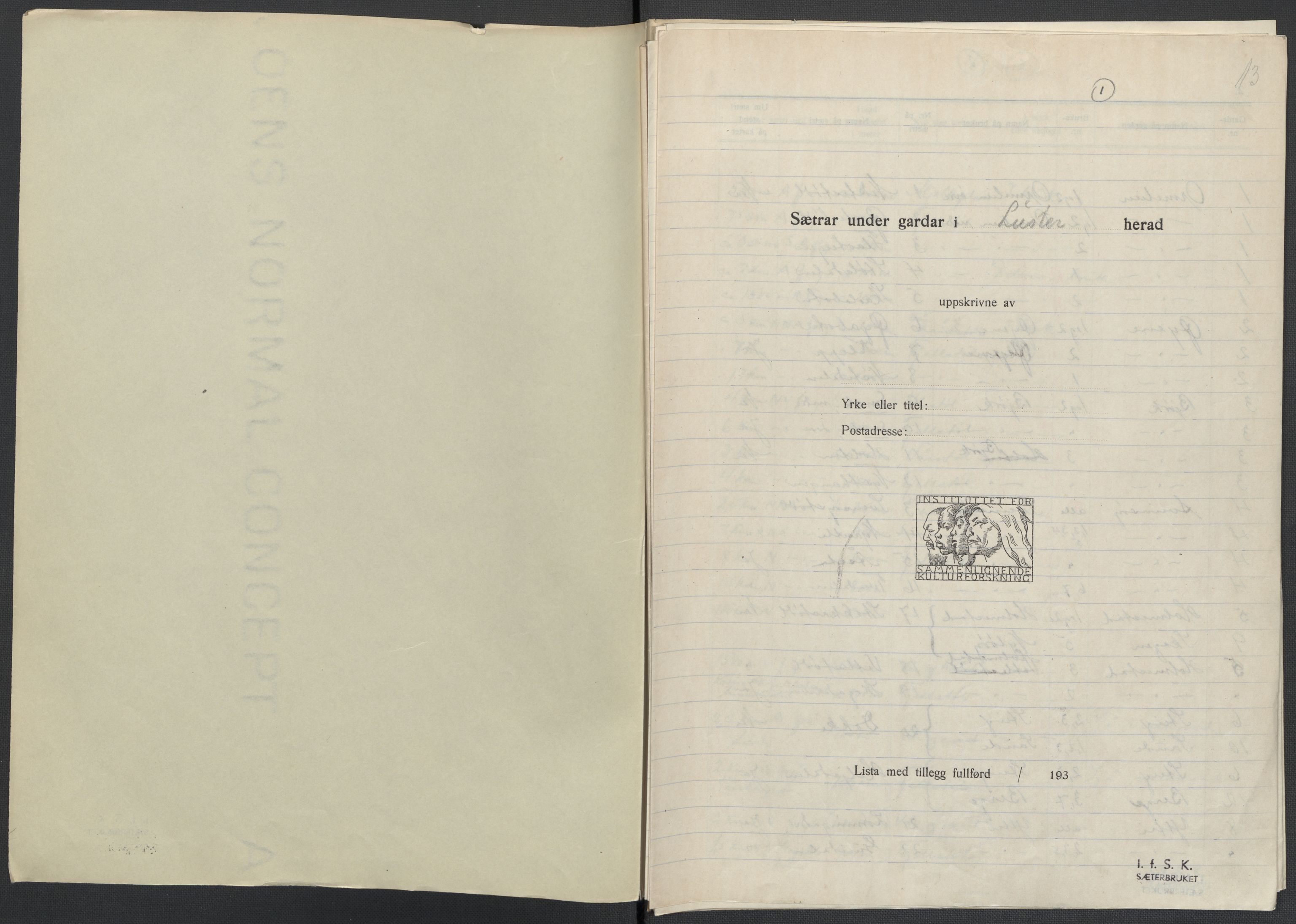 Instituttet for sammenlignende kulturforskning, RA/PA-0424/F/Fc/L0011/0001: Eske B11: / Sogn og Fjordane (perm XXVIII), 1934-1935, s. 13