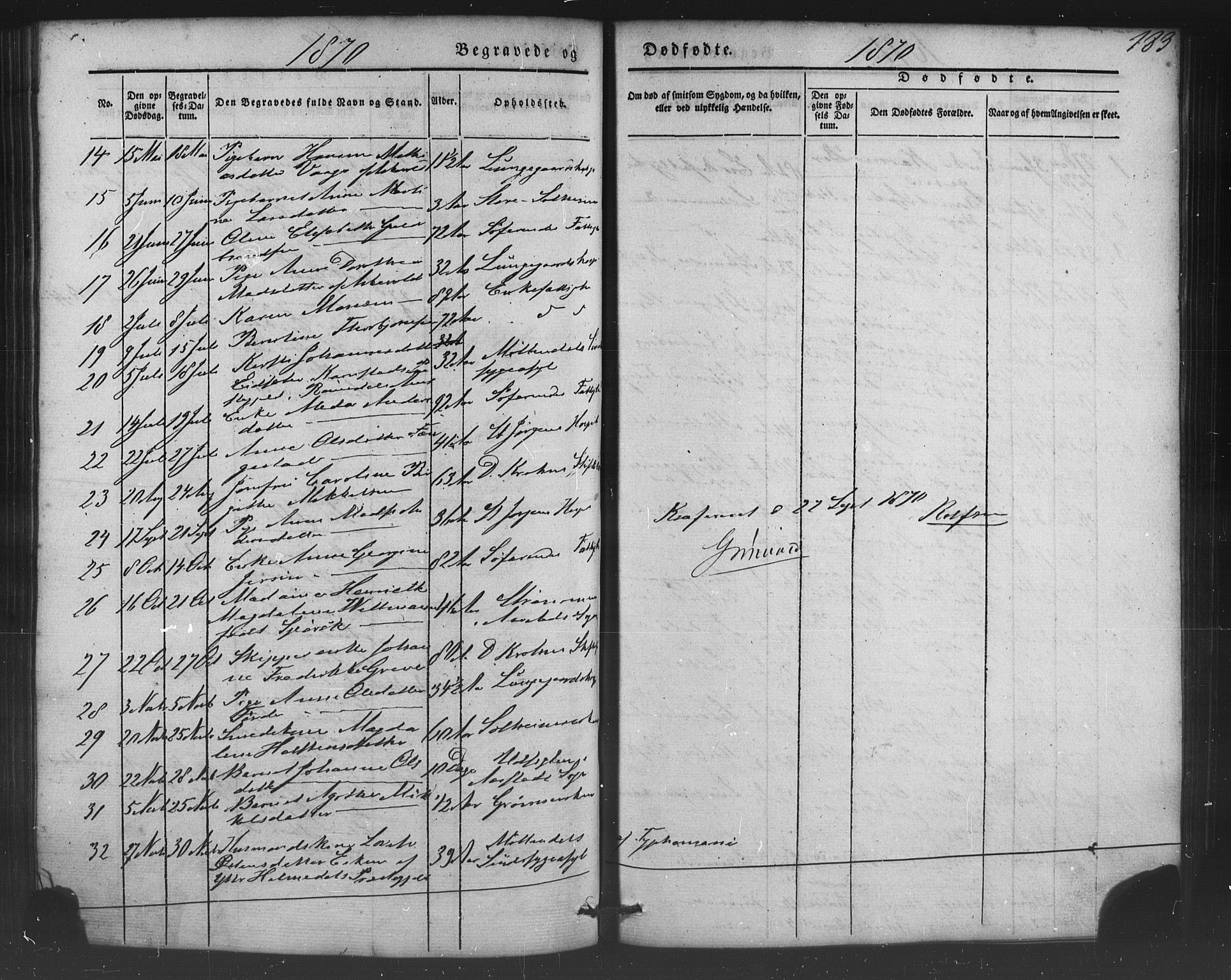 St. Jørgens hospital og Årstad sokneprestembete, AV/SAB-A-99934: Klokkerbok nr. A 5, 1844-1871, s. 183