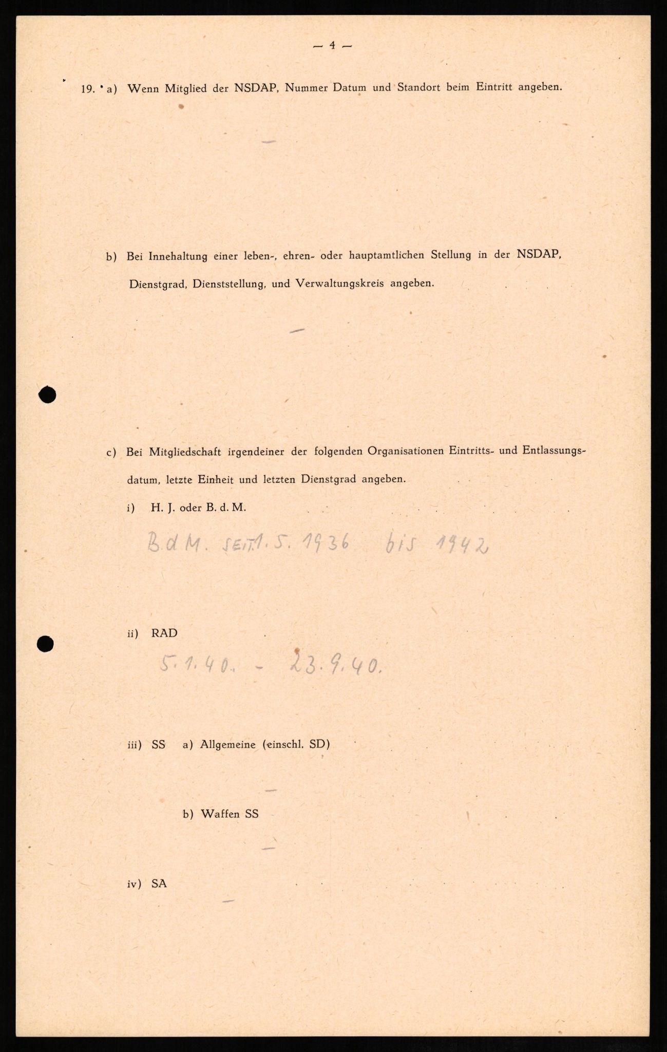 Forsvaret, Forsvarets overkommando II, RA/RAFA-3915/D/Db/L0011: CI Questionaires. Tyske okkupasjonsstyrker i Norge. Tyskere., 1945-1946, s. 30