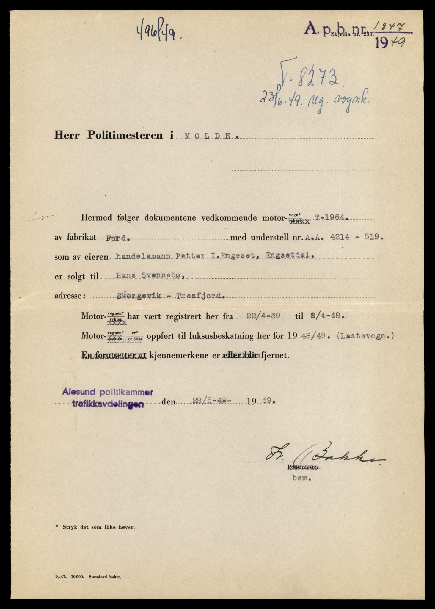 Møre og Romsdal vegkontor - Ålesund trafikkstasjon, AV/SAT-A-4099/F/Fe/L0034: Registreringskort for kjøretøy T 12500 - T 12652, 1927-1998, s. 2640