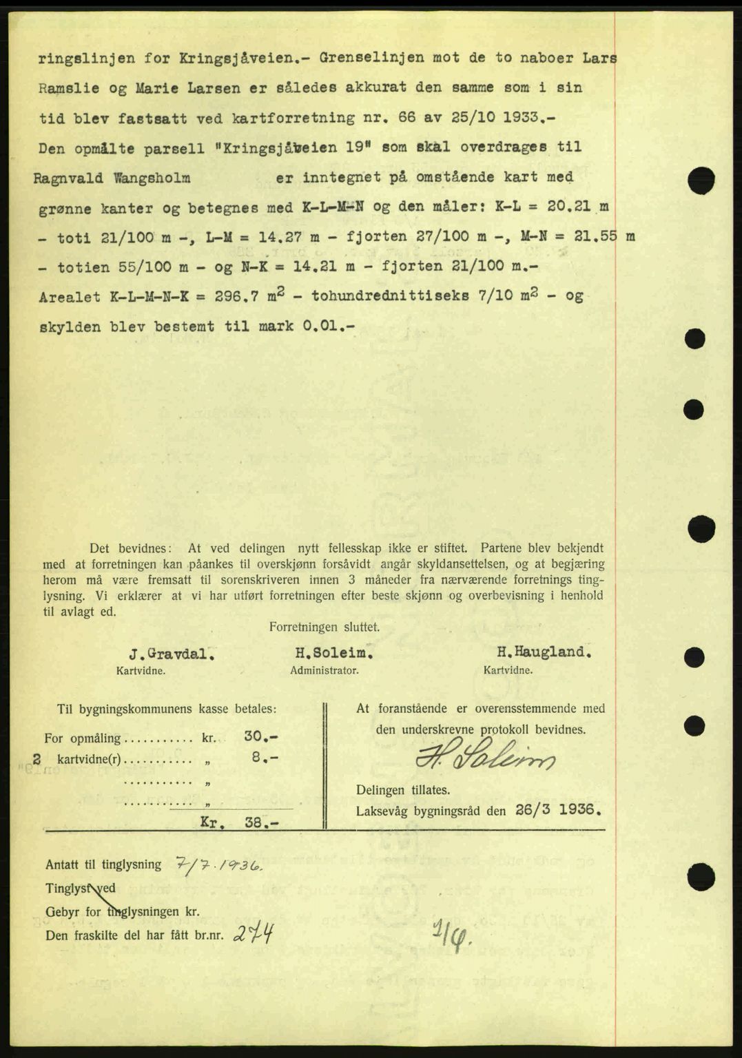 Midhordland sorenskriveri, SAB/A-3001/1/G/Gb/Gbk/L0001: Pantebok nr. A1-6, 1936-1937, Dagboknr: 2422/1936