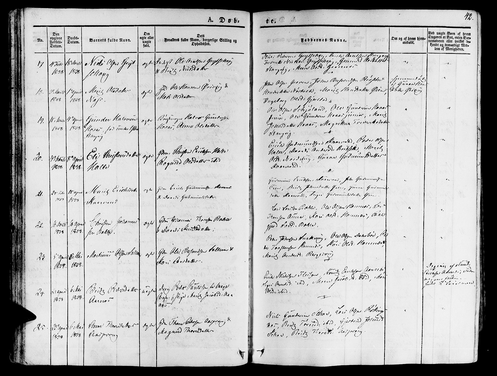 Ministerialprotokoller, klokkerbøker og fødselsregistre - Møre og Romsdal, SAT/A-1454/592/L1024: Ministerialbok nr. 592A03 /1, 1831-1849, s. 42