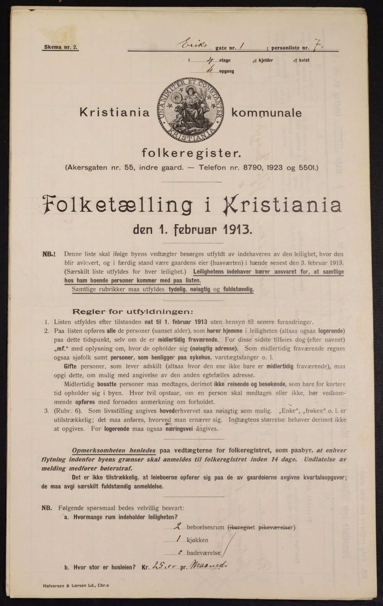 OBA, Kommunal folketelling 1.2.1913 for Kristiania, 1913, s. 19645