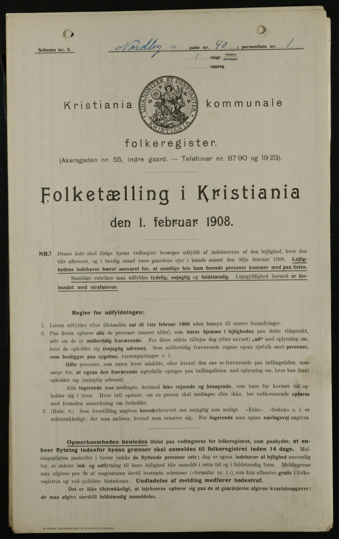 OBA, Kommunal folketelling 1.2.1908 for Kristiania kjøpstad, 1908, s. 64553
