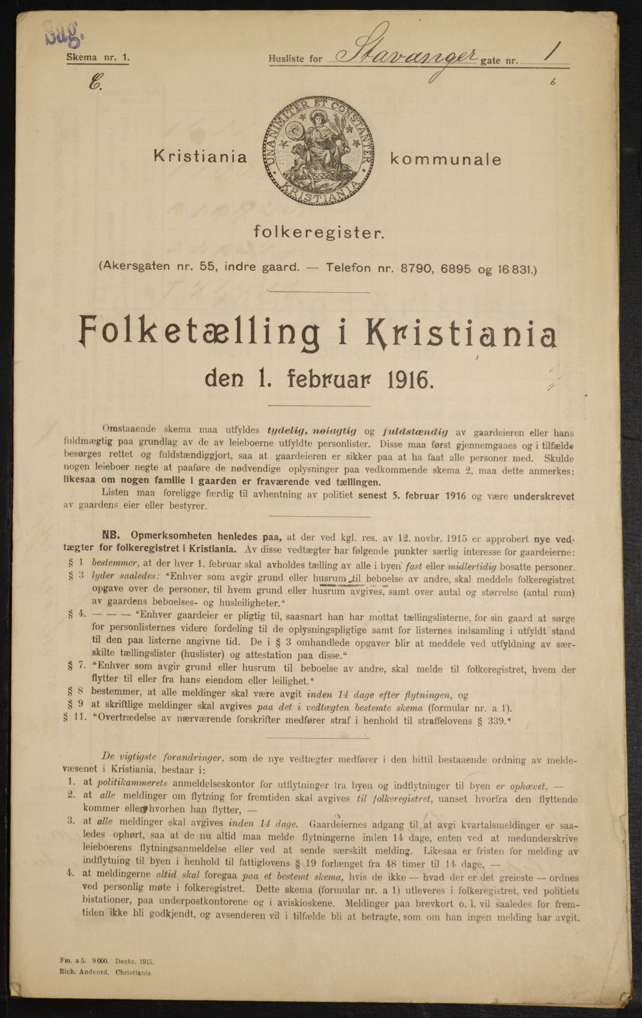 OBA, Kommunal folketelling 1.2.1916 for Kristiania, 1916, s. 103276