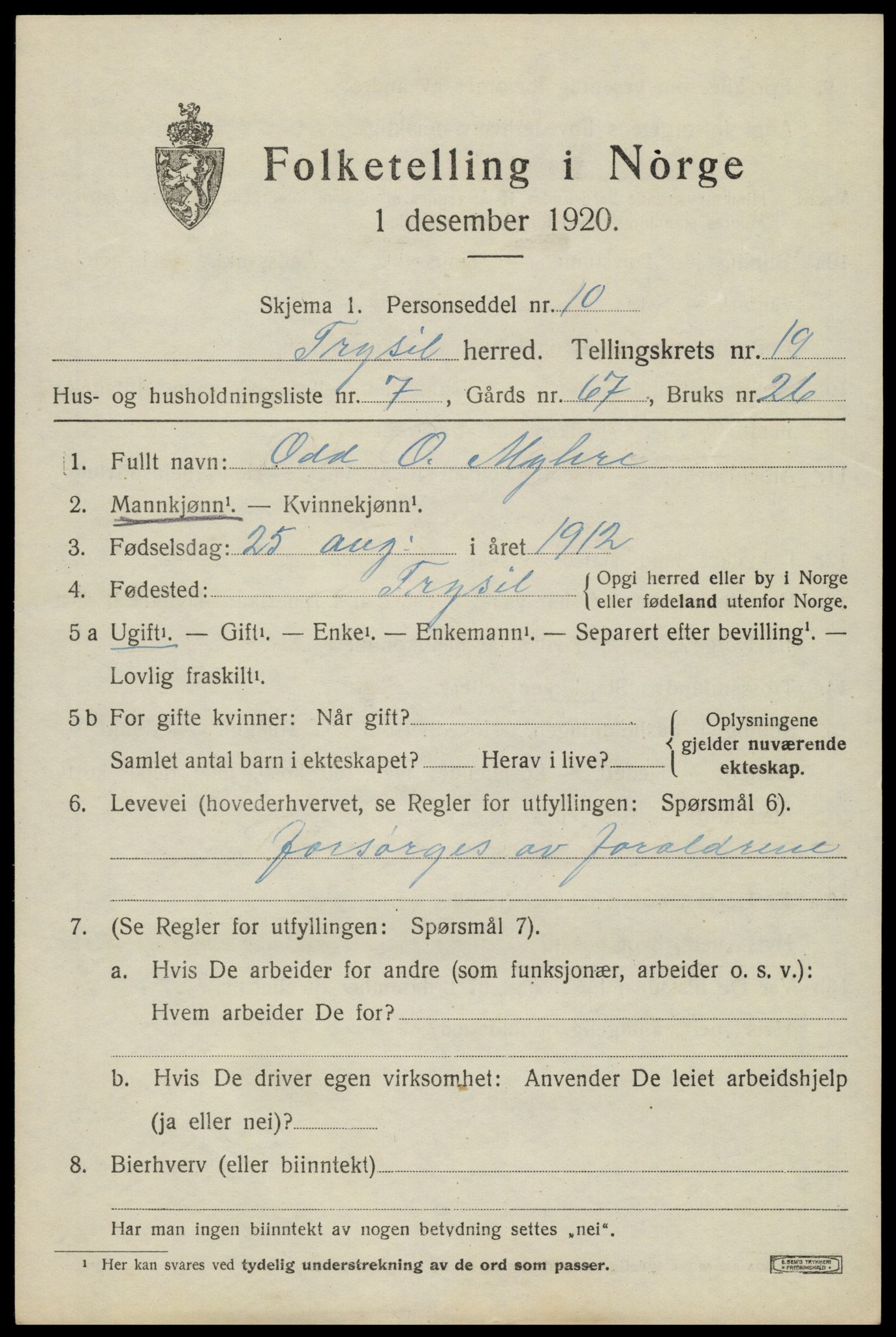 SAH, Folketelling 1920 for 0428 Trysil herred, 1920, s. 12811