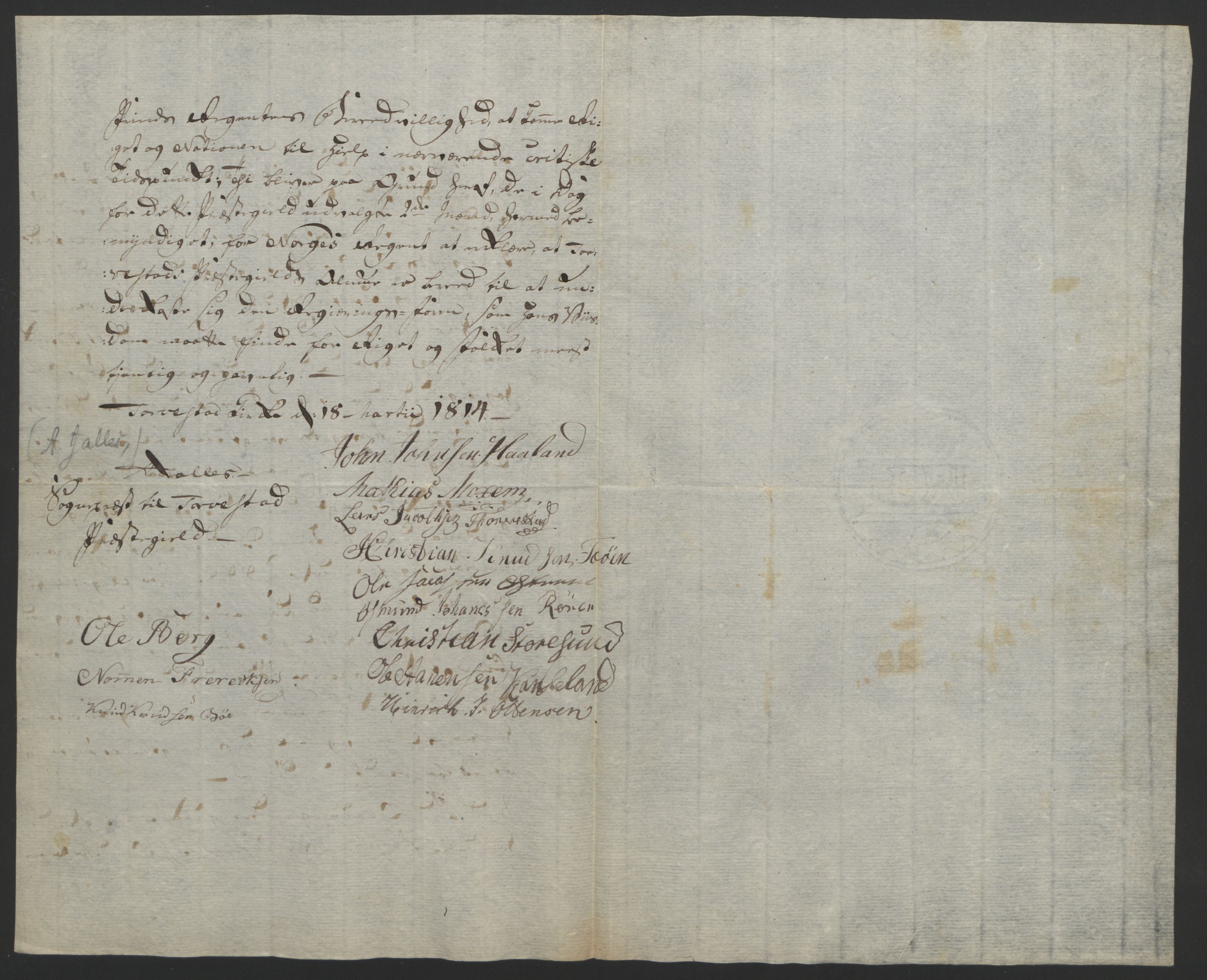 Statsrådssekretariatet, RA/S-1001/D/Db/L0008: Fullmakter for Eidsvollsrepresentantene i 1814. , 1814, s. 259