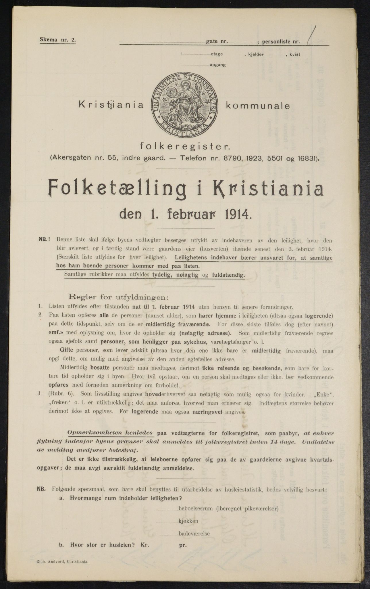 OBA, Kommunal folketelling 1.2.1914 for Kristiania, 1914, s. 122997