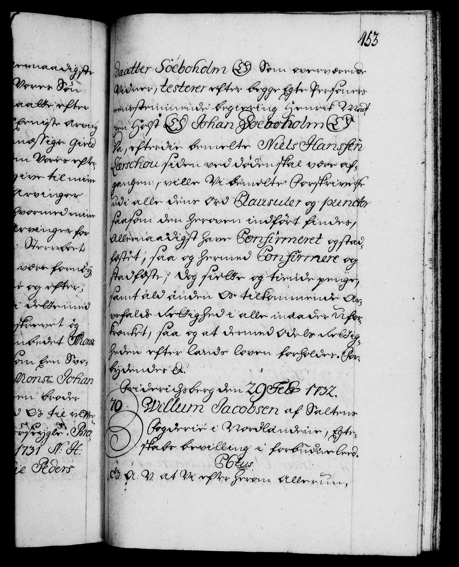 Danske Kanselli 1572-1799, AV/RA-EA-3023/F/Fc/Fca/Fcaa/L0027: Norske registre, 1730-1732, s. 453a