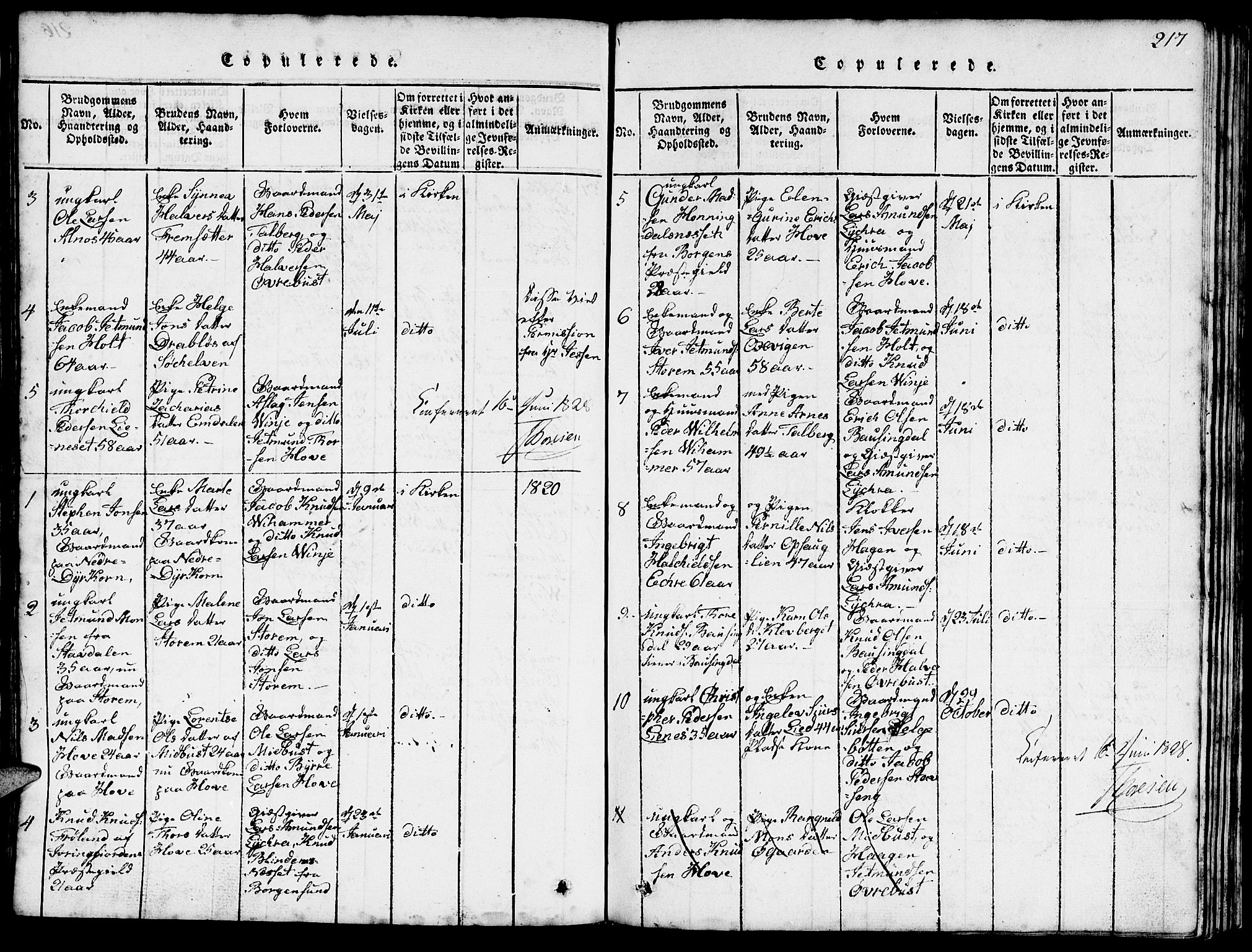 Ministerialprotokoller, klokkerbøker og fødselsregistre - Møre og Romsdal, AV/SAT-A-1454/520/L0289: Klokkerbok nr. 520C01, 1817-1837, s. 217