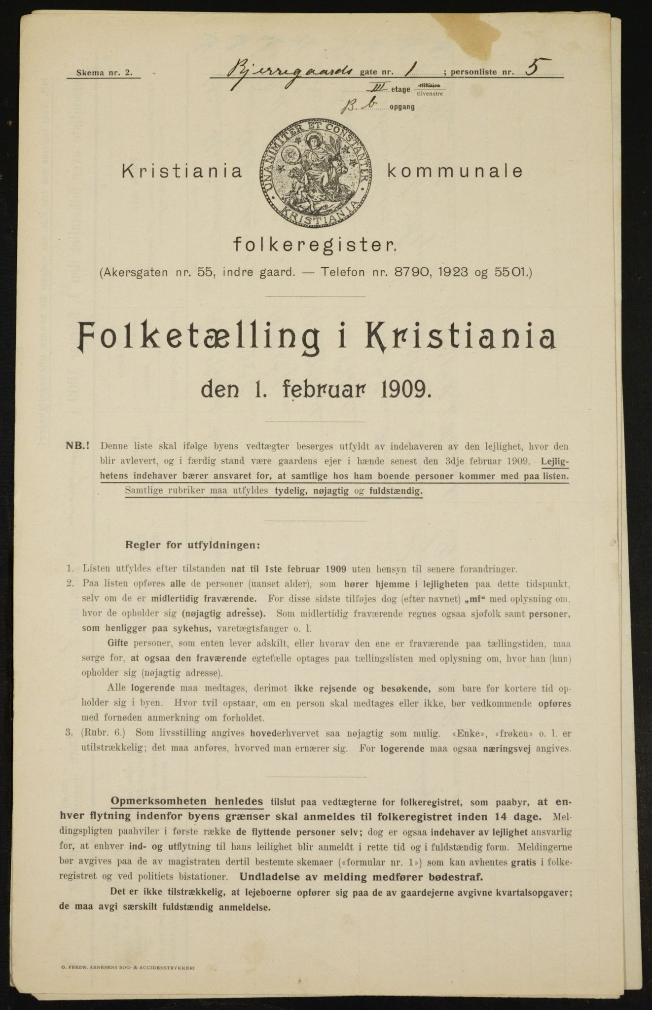 OBA, Kommunal folketelling 1.2.1909 for Kristiania kjøpstad, 1909, s. 5114