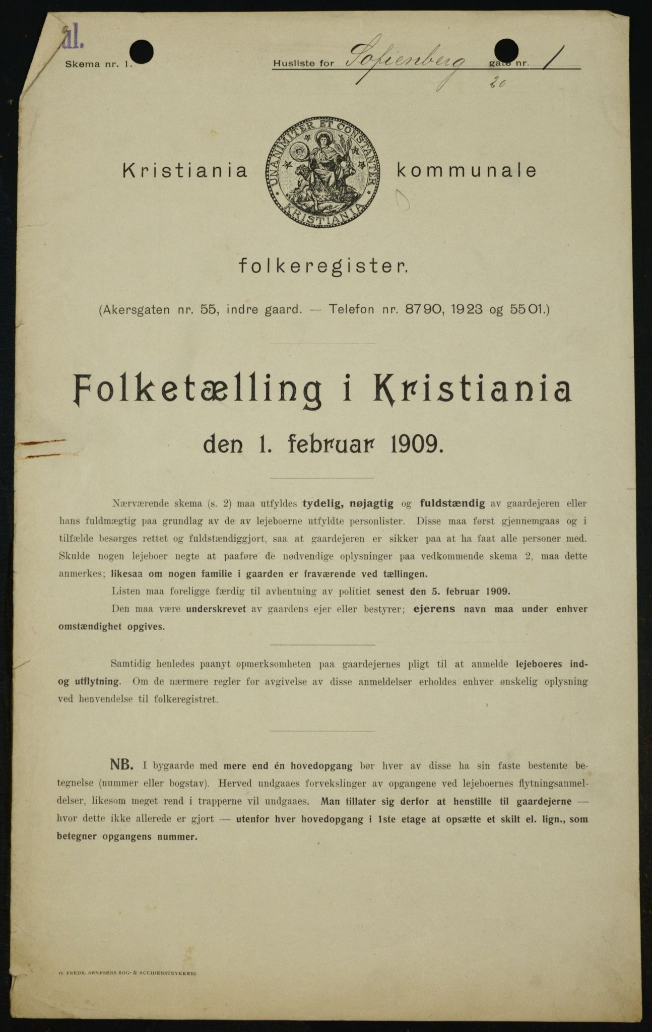 OBA, Kommunal folketelling 1.2.1909 for Kristiania kjøpstad, 1909, s. 88959