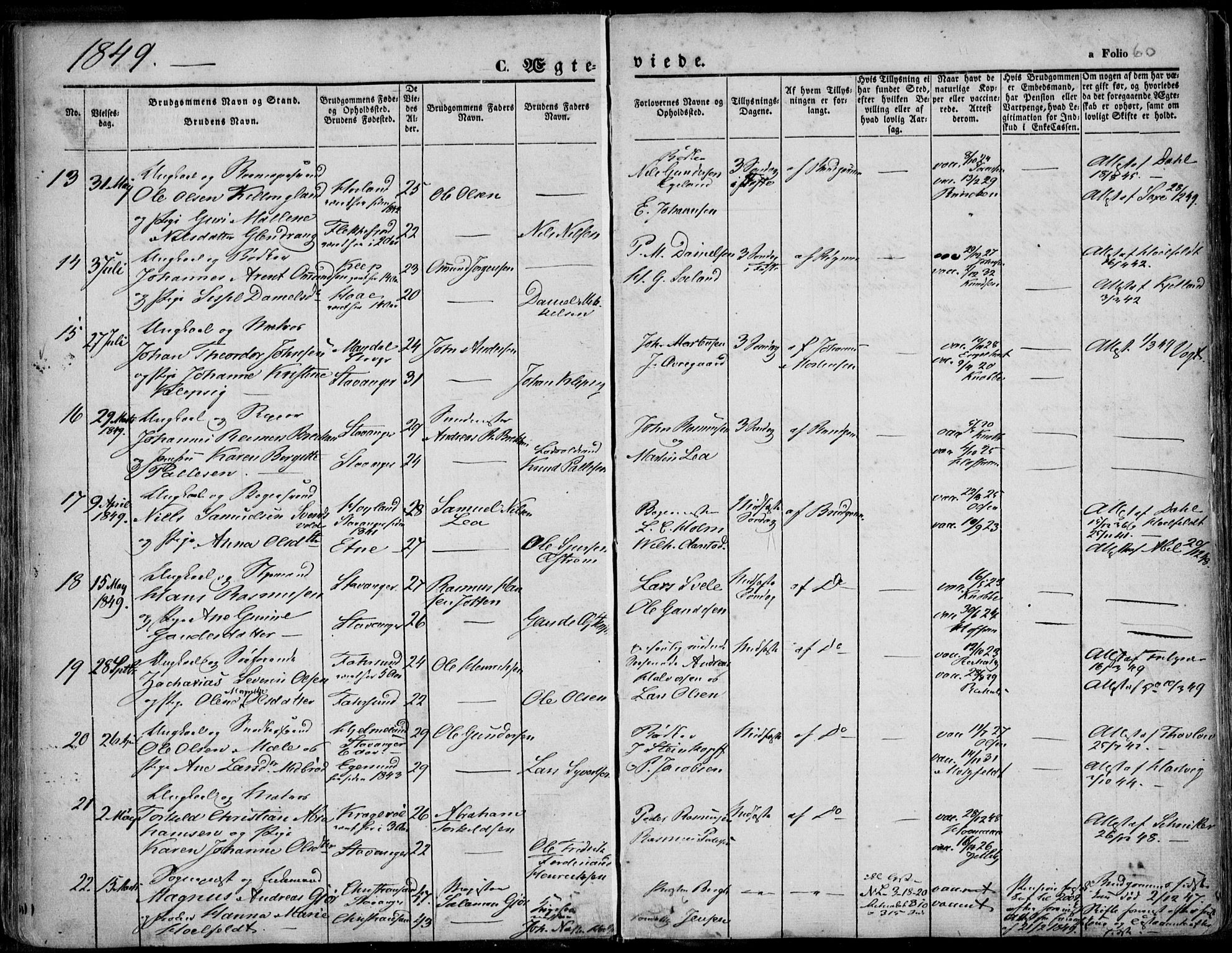 Domkirken sokneprestkontor, AV/SAST-A-101812/001/30/30BA/L0015: Ministerialbok nr. A 14, 1842-1857, s. 60