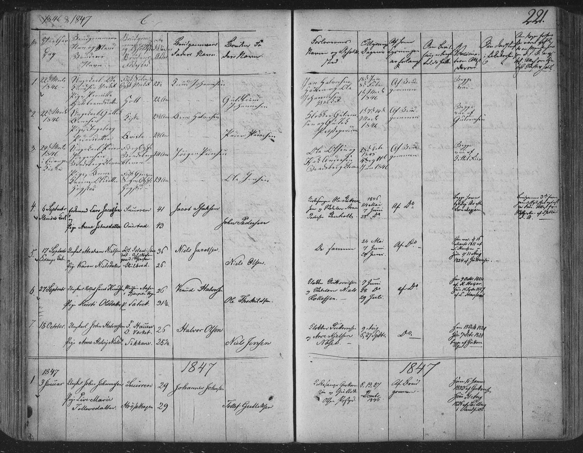 Siljan kirkebøker, SAKO/A-300/F/Fa/L0001: Ministerialbok nr. 1, 1831-1870, s. 221