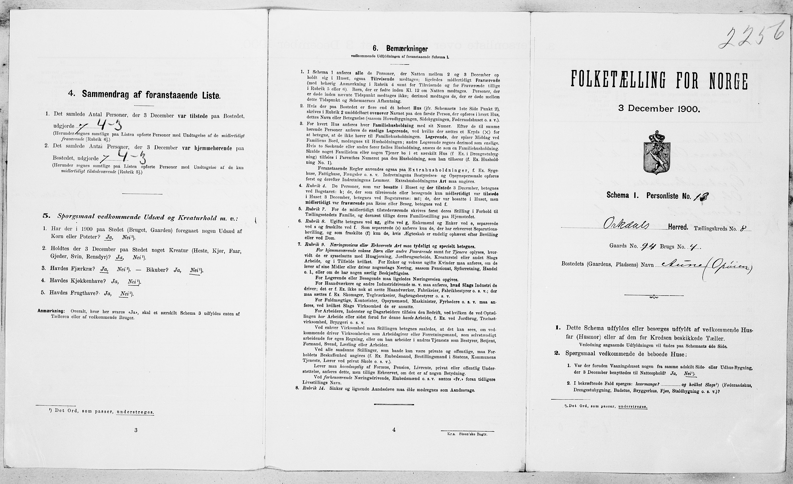 SAT, Folketelling 1900 for 1638 Orkdal herred, 1900, s. 1265