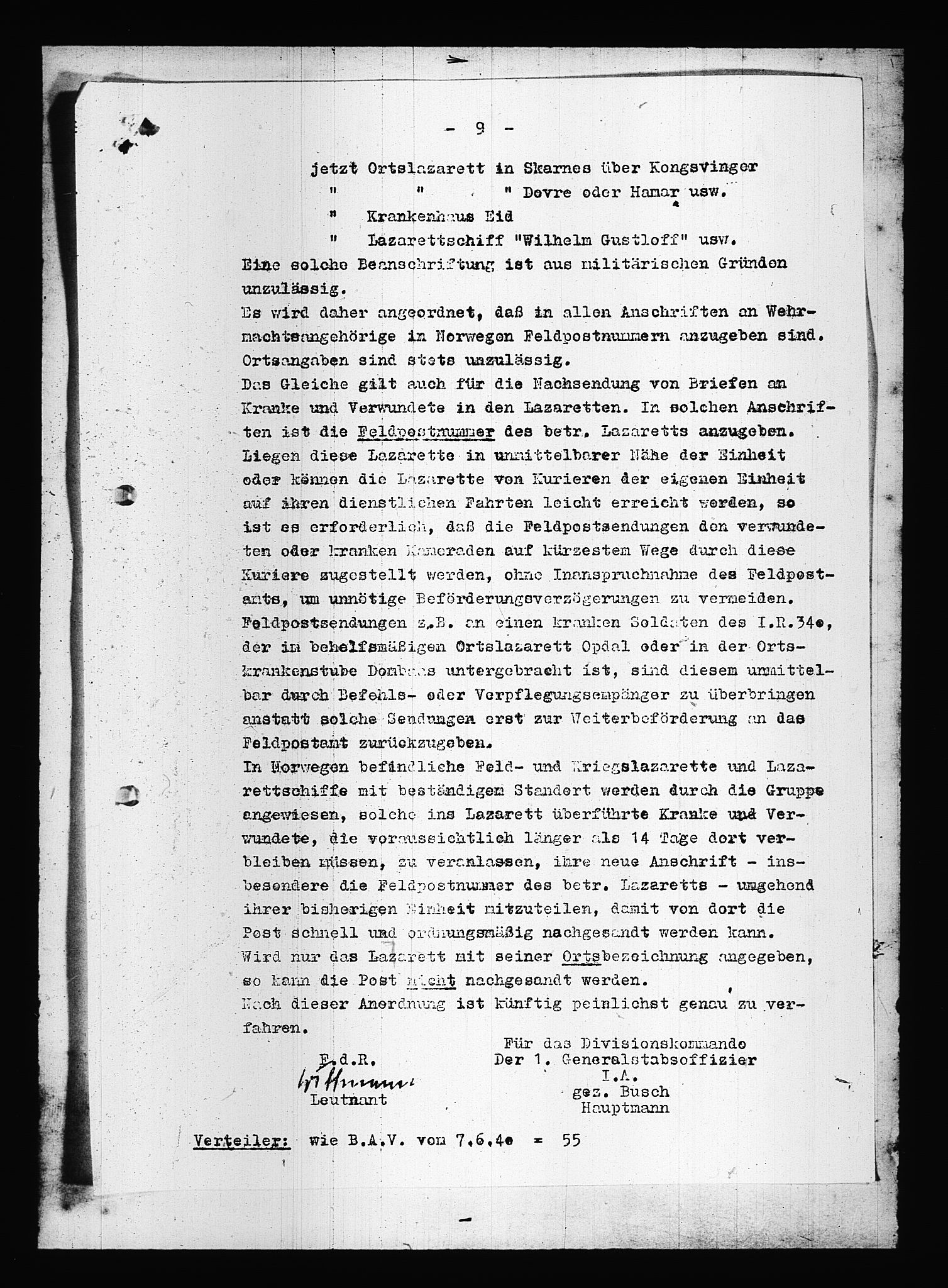 Documents Section, RA/RAFA-2200/V/L0087: Amerikansk mikrofilm "Captured German Documents".
Box No. 726.  FKA jnr. 601/1954., 1940, s. 682