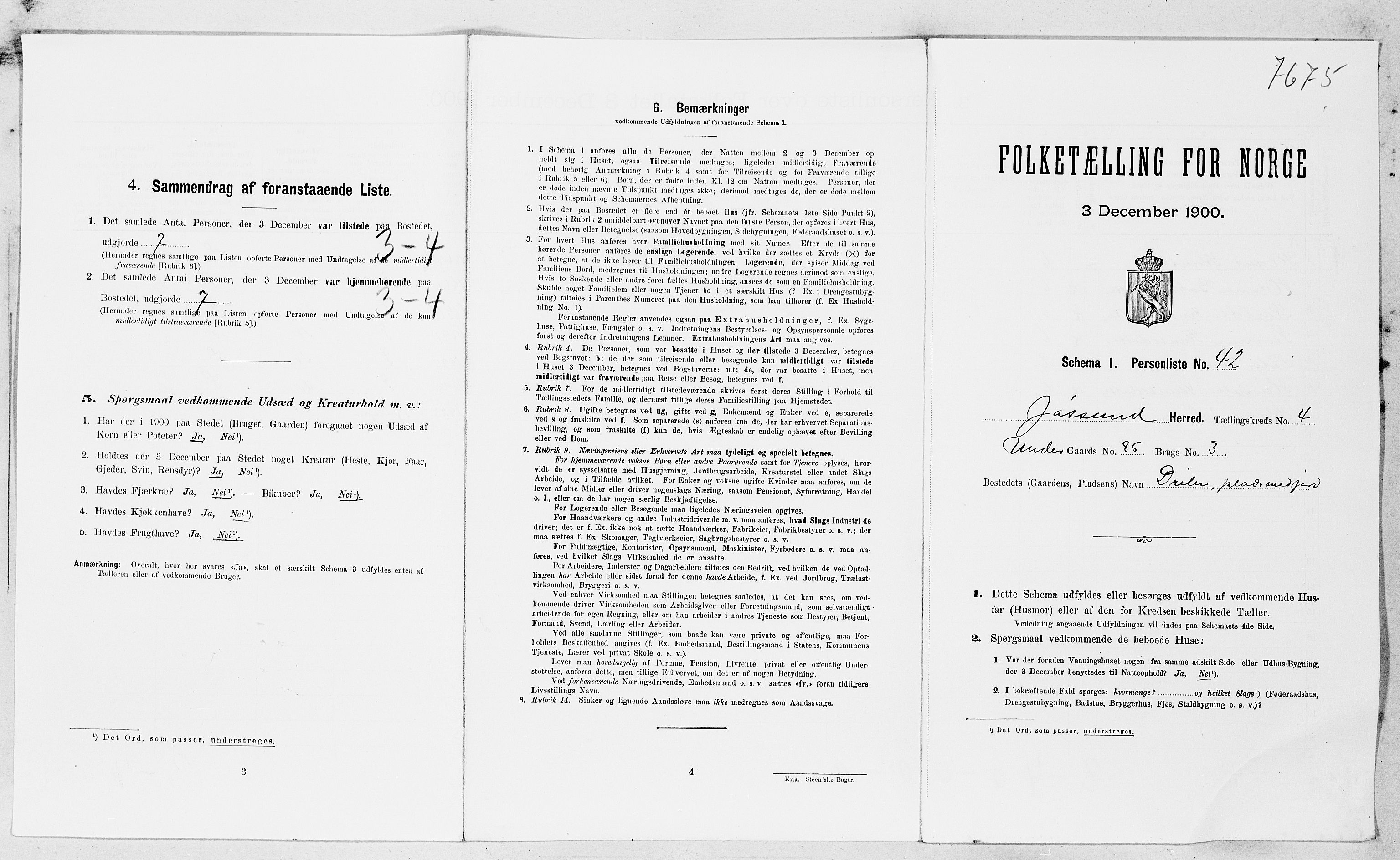 SAT, Folketelling 1900 for 1629 Jøssund herred, 1900, s. 505