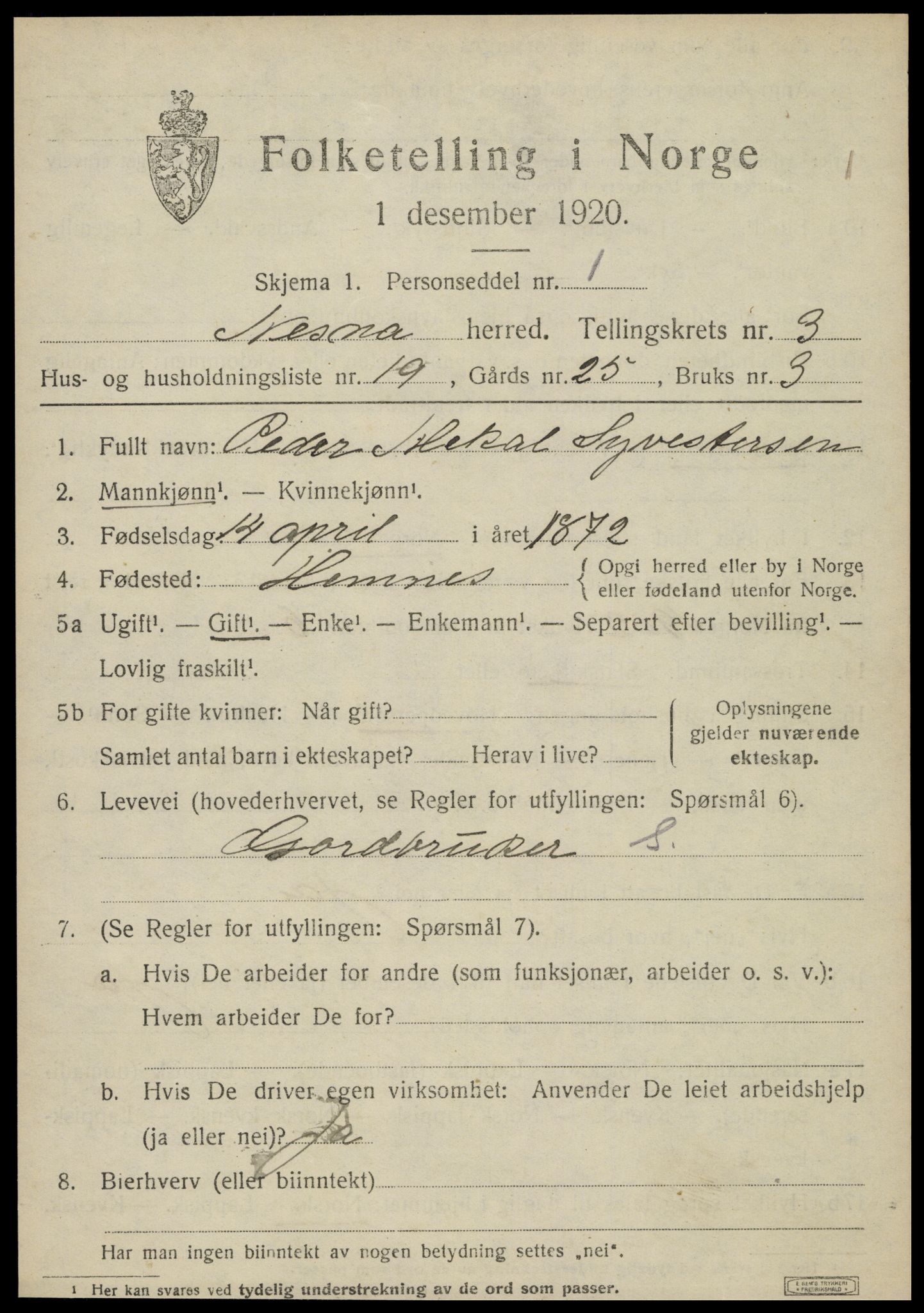 SAT, Folketelling 1920 for 1828 Nesna herred, 1920, s. 2799