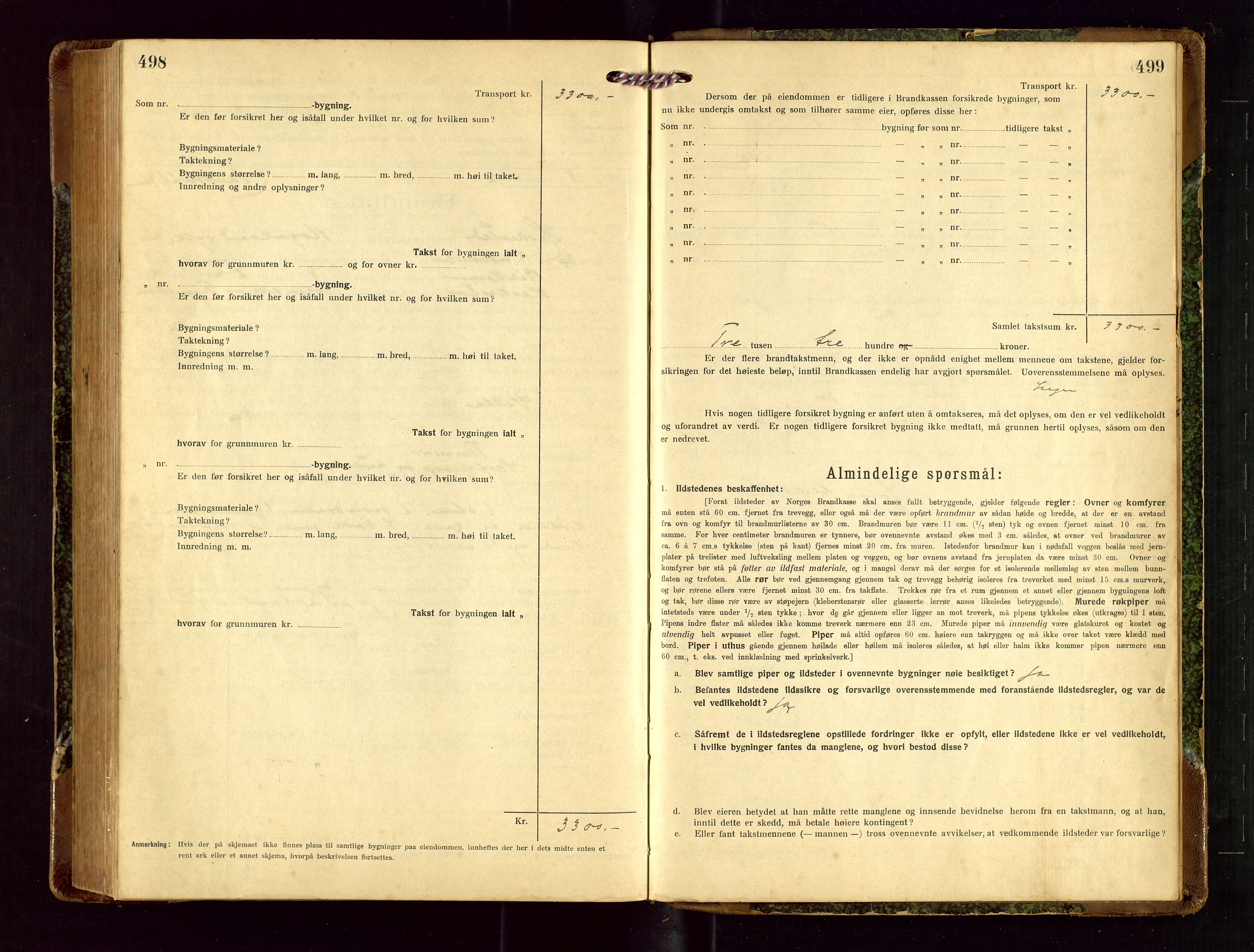 Heskestad lensmannskontor, SAST/A-100304/Gob/L0003: "Brandtakstprotokoll", 1922-1934, s. 498-499