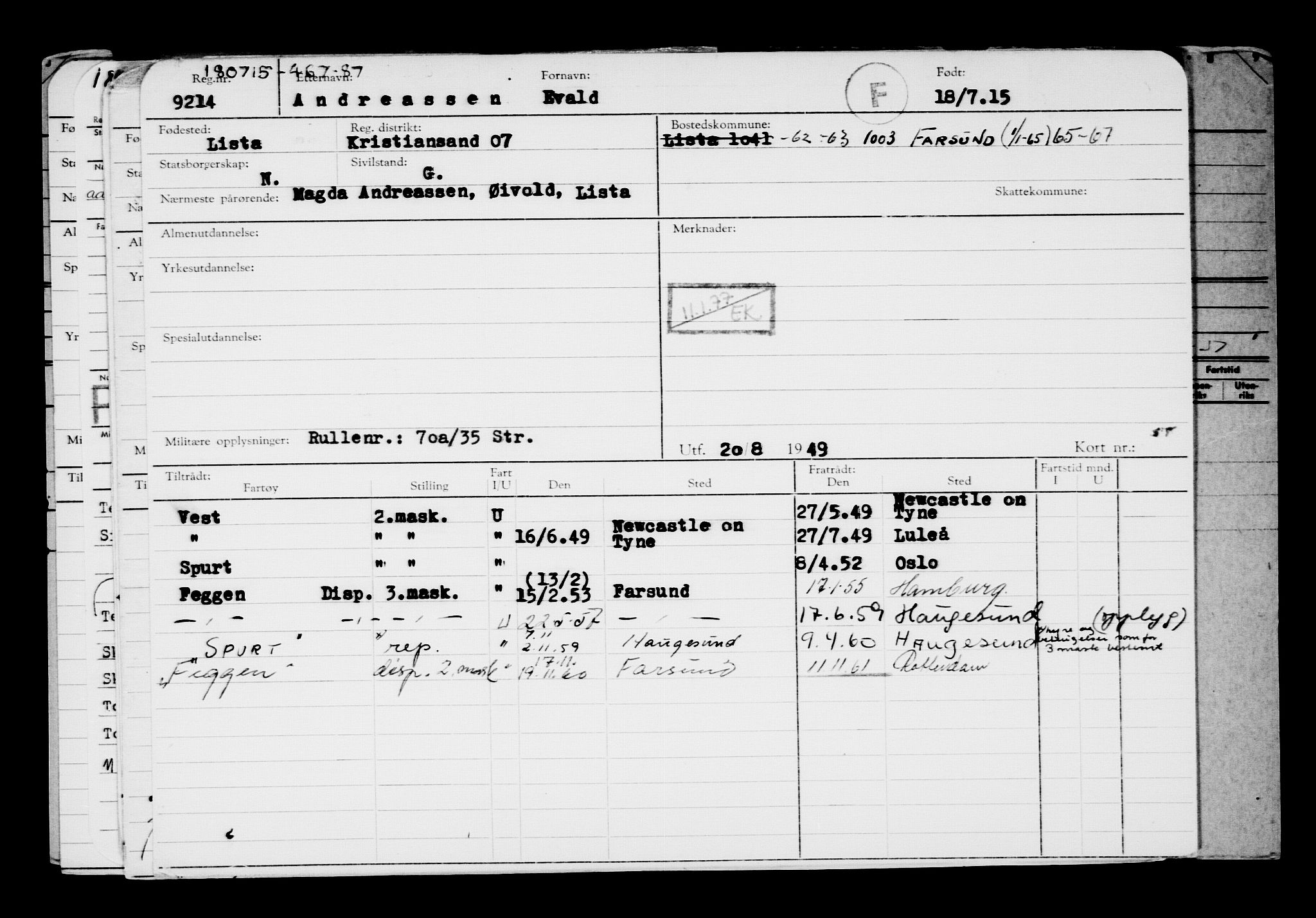 Direktoratet for sjømenn, RA/S-3545/G/Gb/L0131: Hovedkort, 1915, s. 328