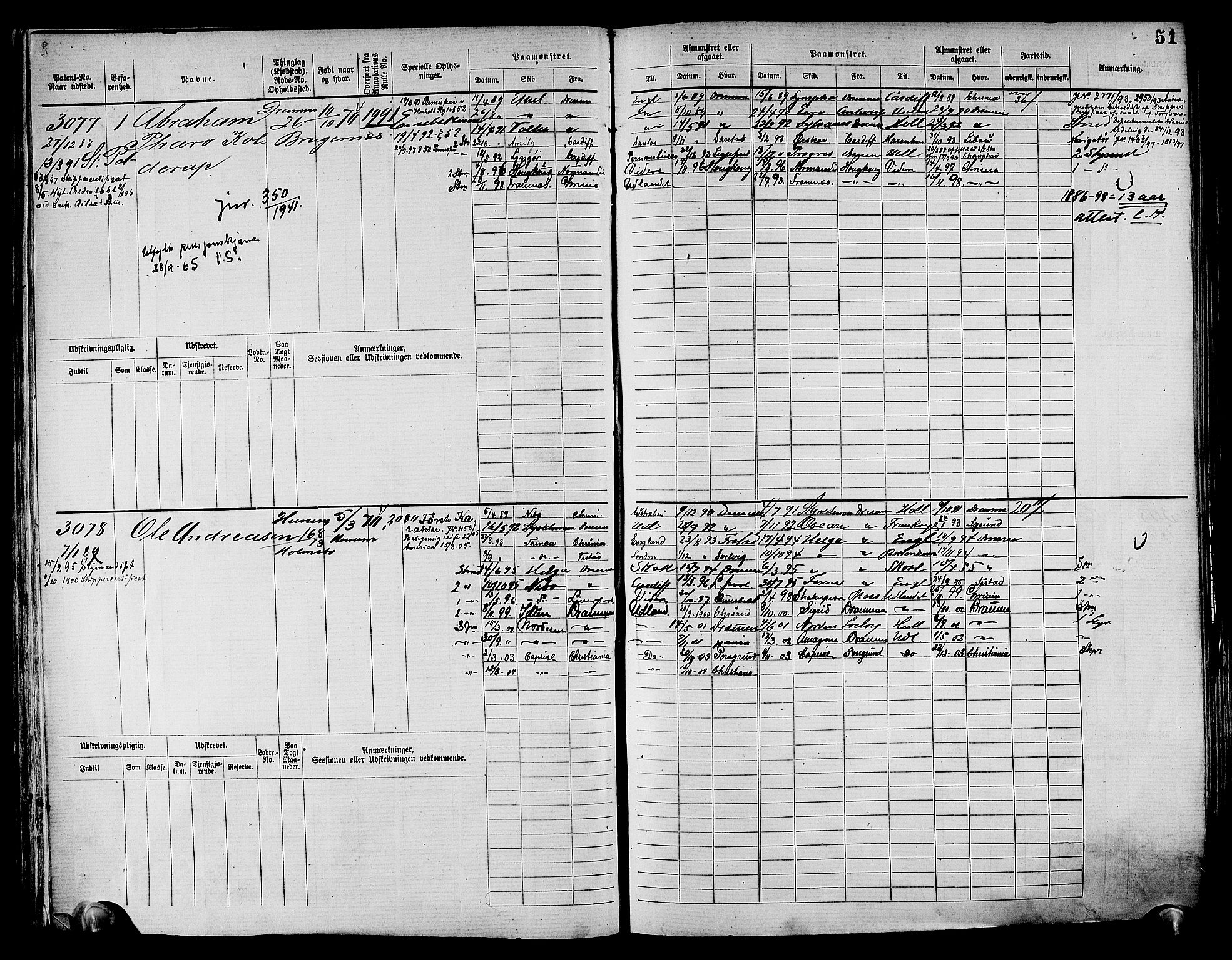 Drammen innrulleringsdistrikt, AV/SAKO-A-781/F/Fc/L0004: Hovedrulle, 1885, s. 54