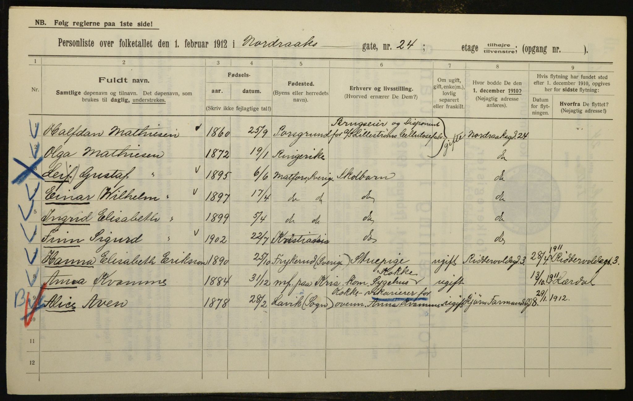 OBA, Kommunal folketelling 1.2.1912 for Kristiania, 1912, s. 74093